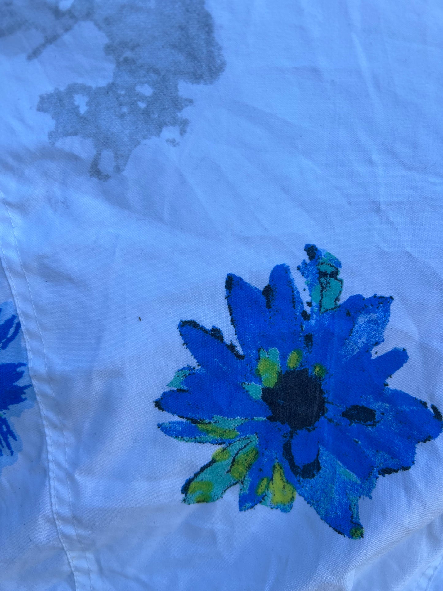 80s blue flowers white jacket Large