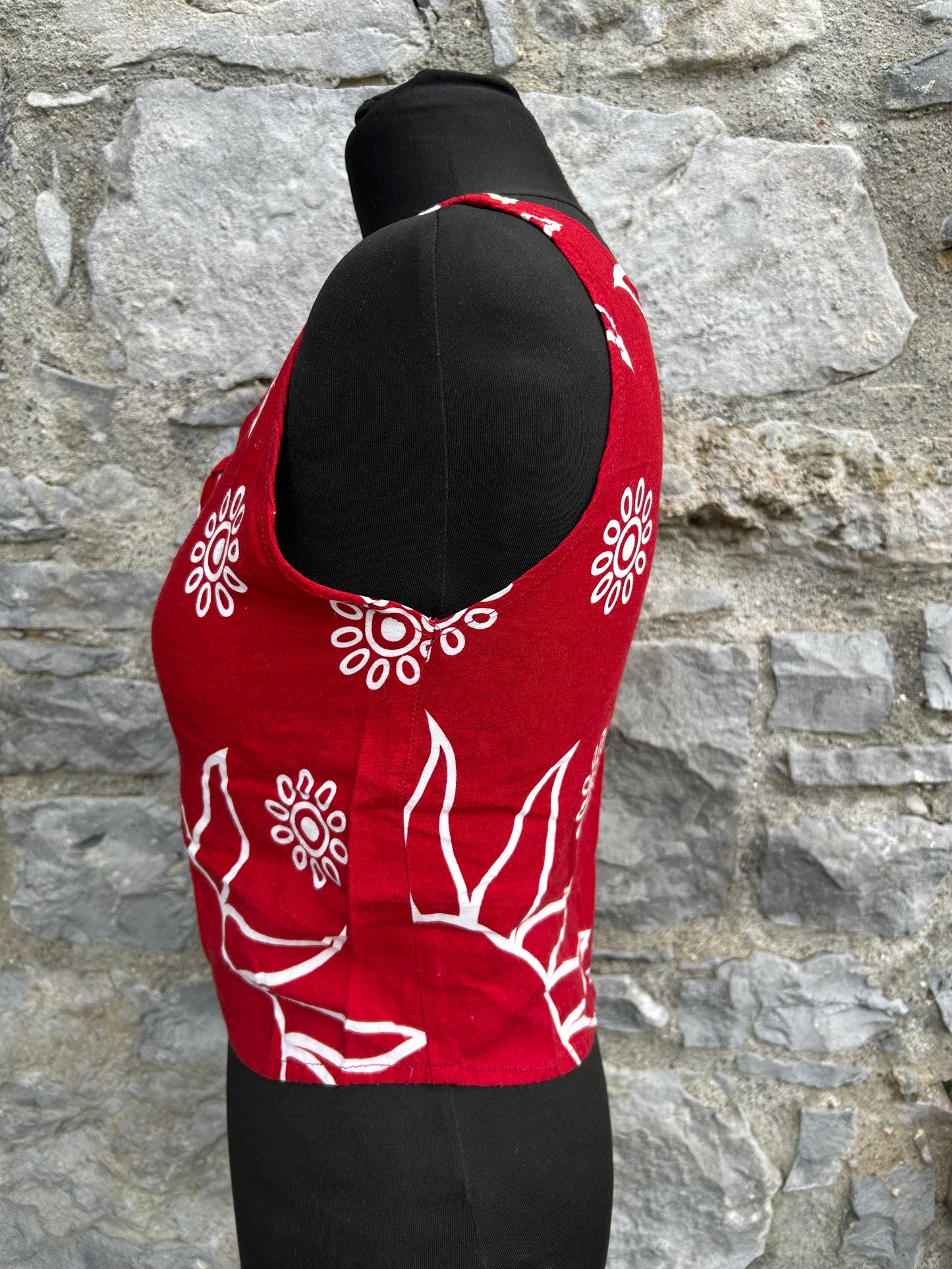 90s sun print red top uk 6