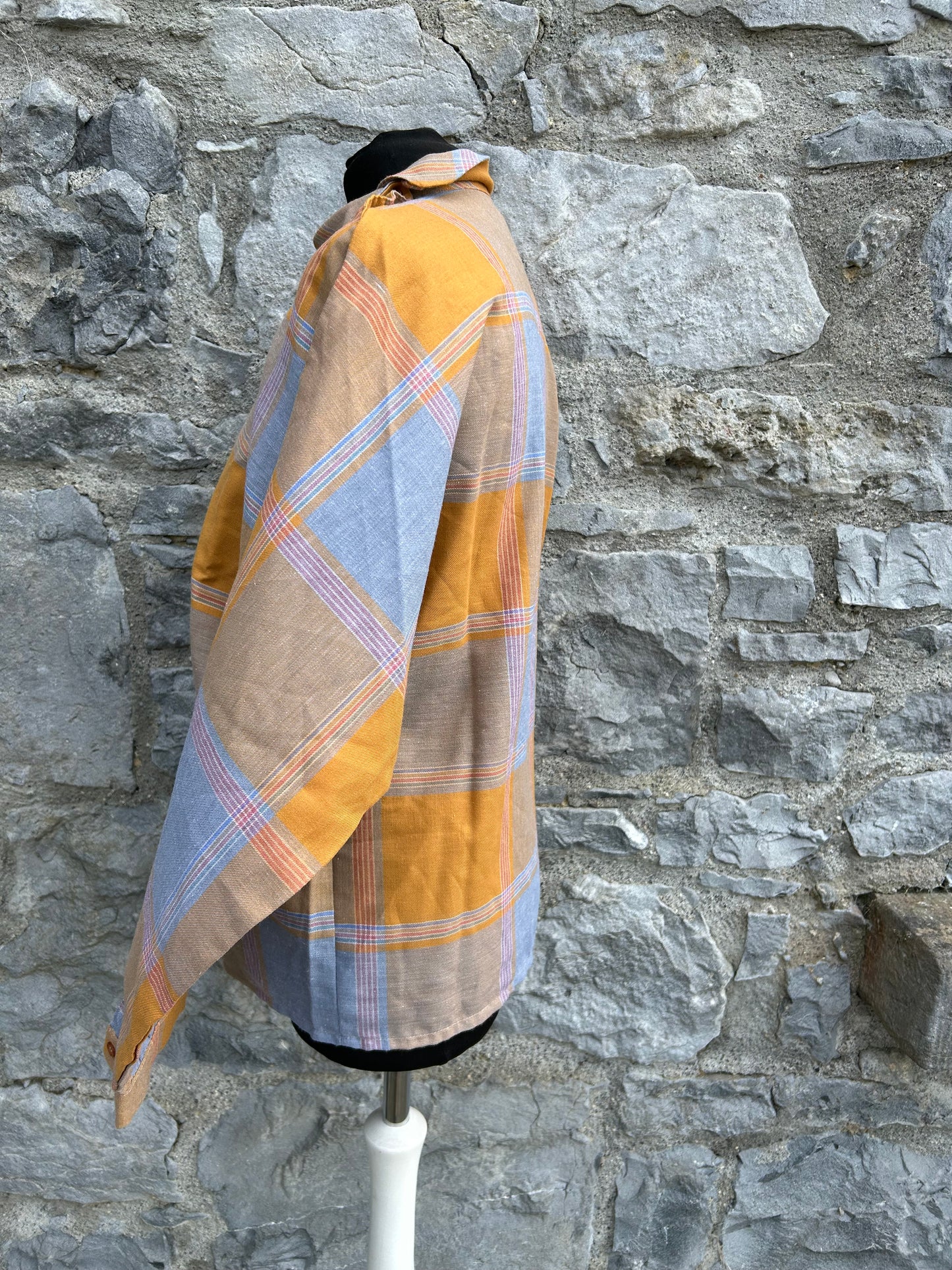 80s mustard&grey check top uk 10-12
