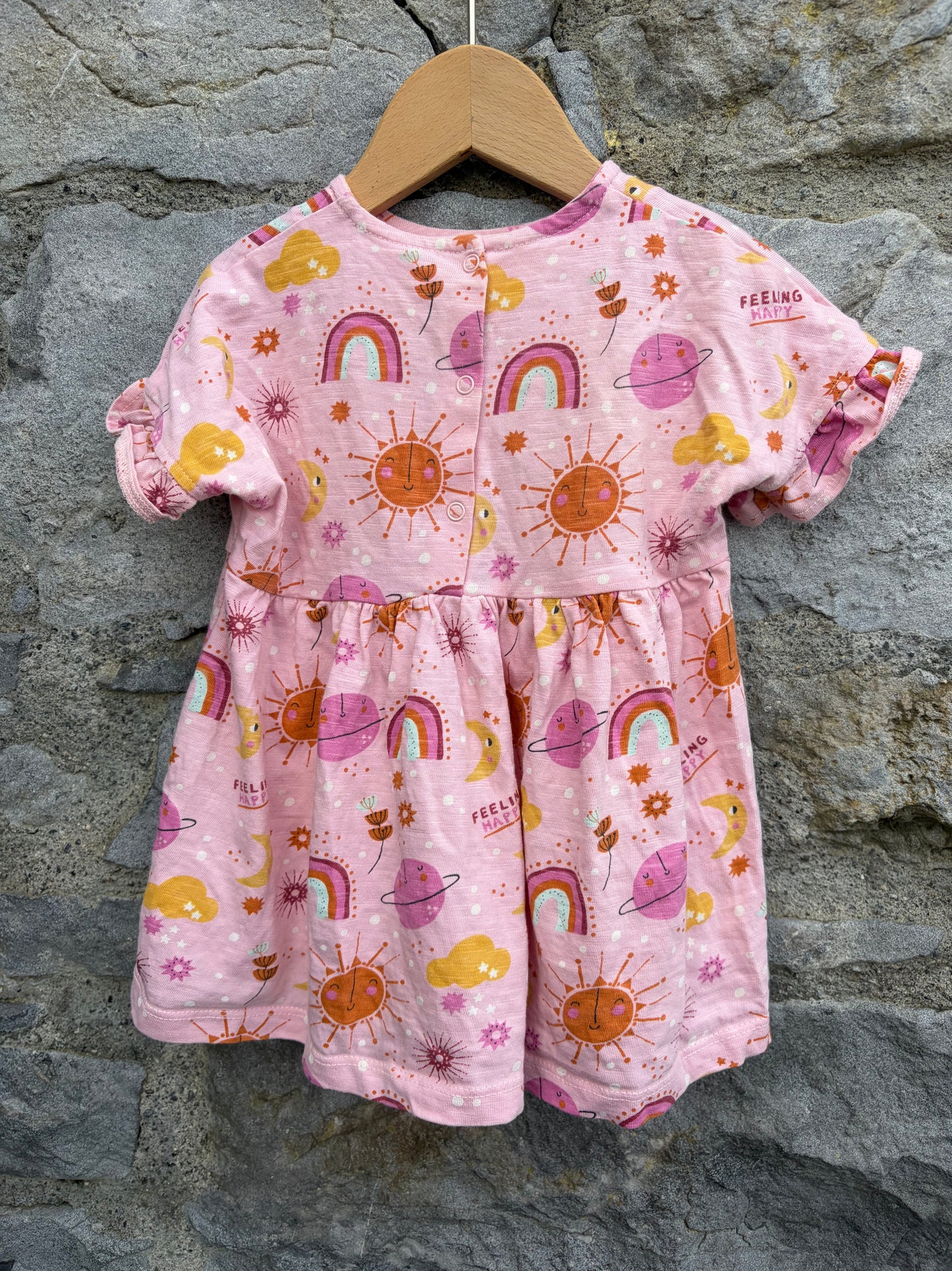 Pink sun&rainbows dress 3-6m (62-68cm)