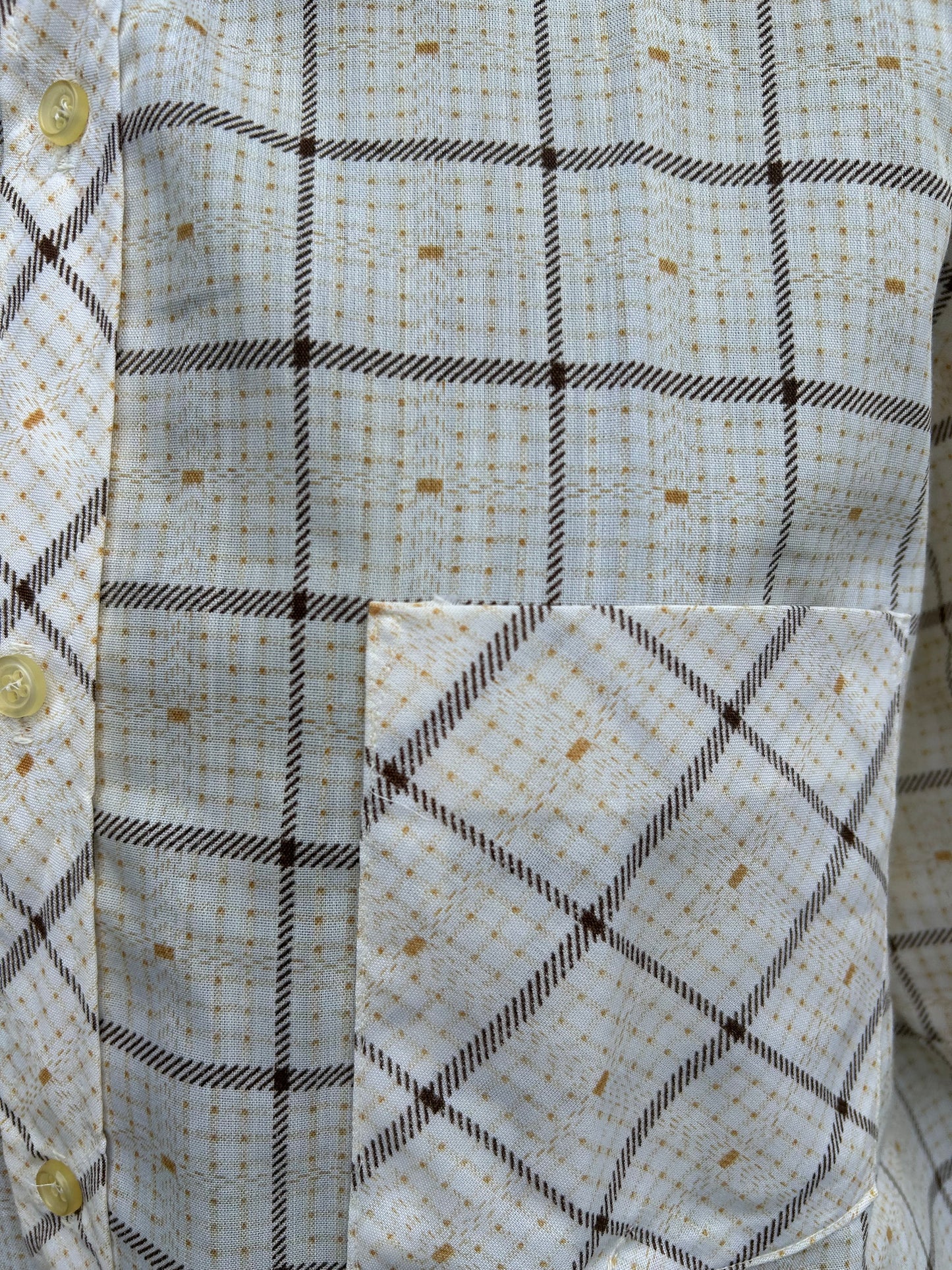 70s beige check shirt Medium