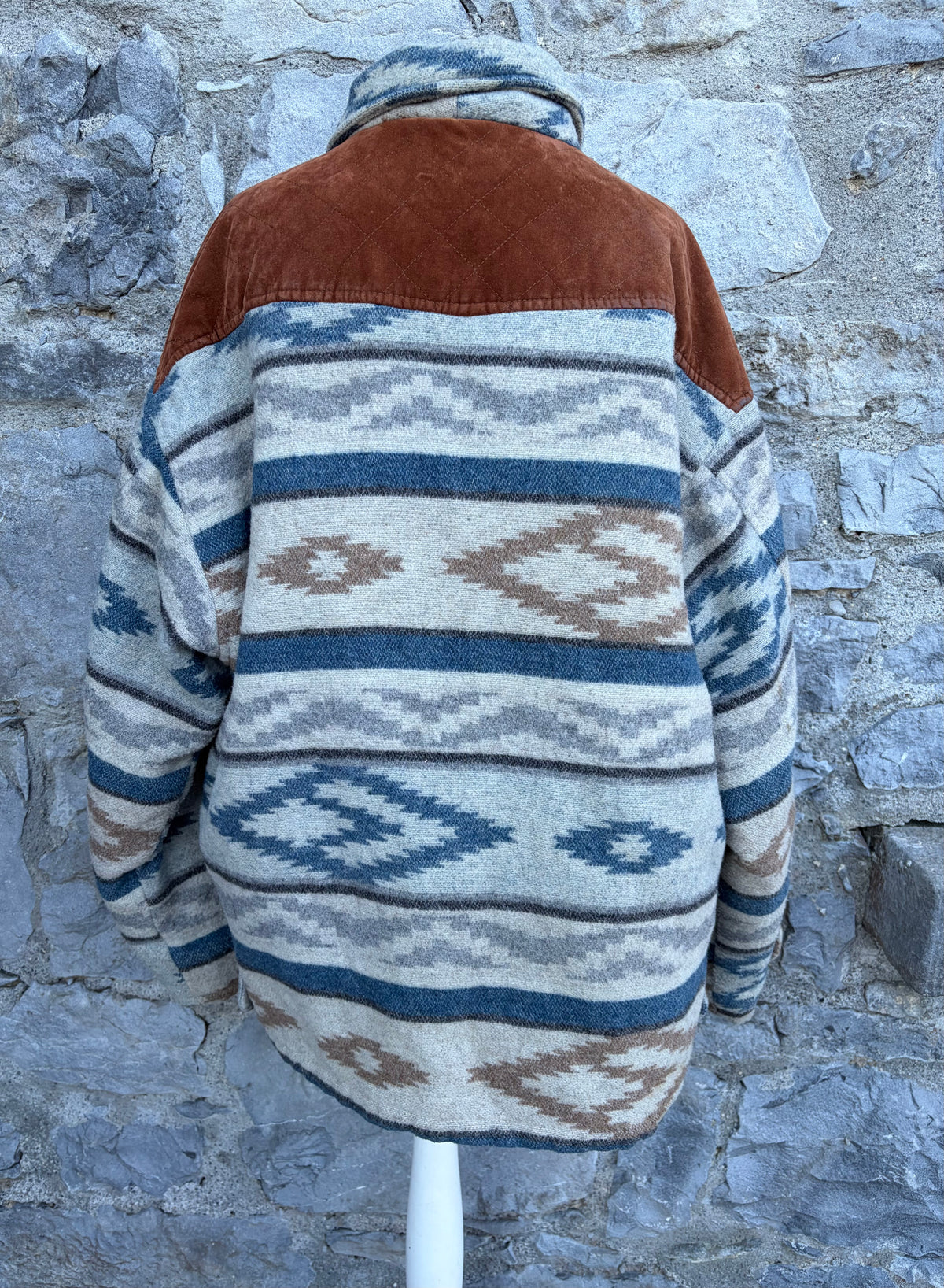 Aztec-inspired woven wool&suede jacket Large