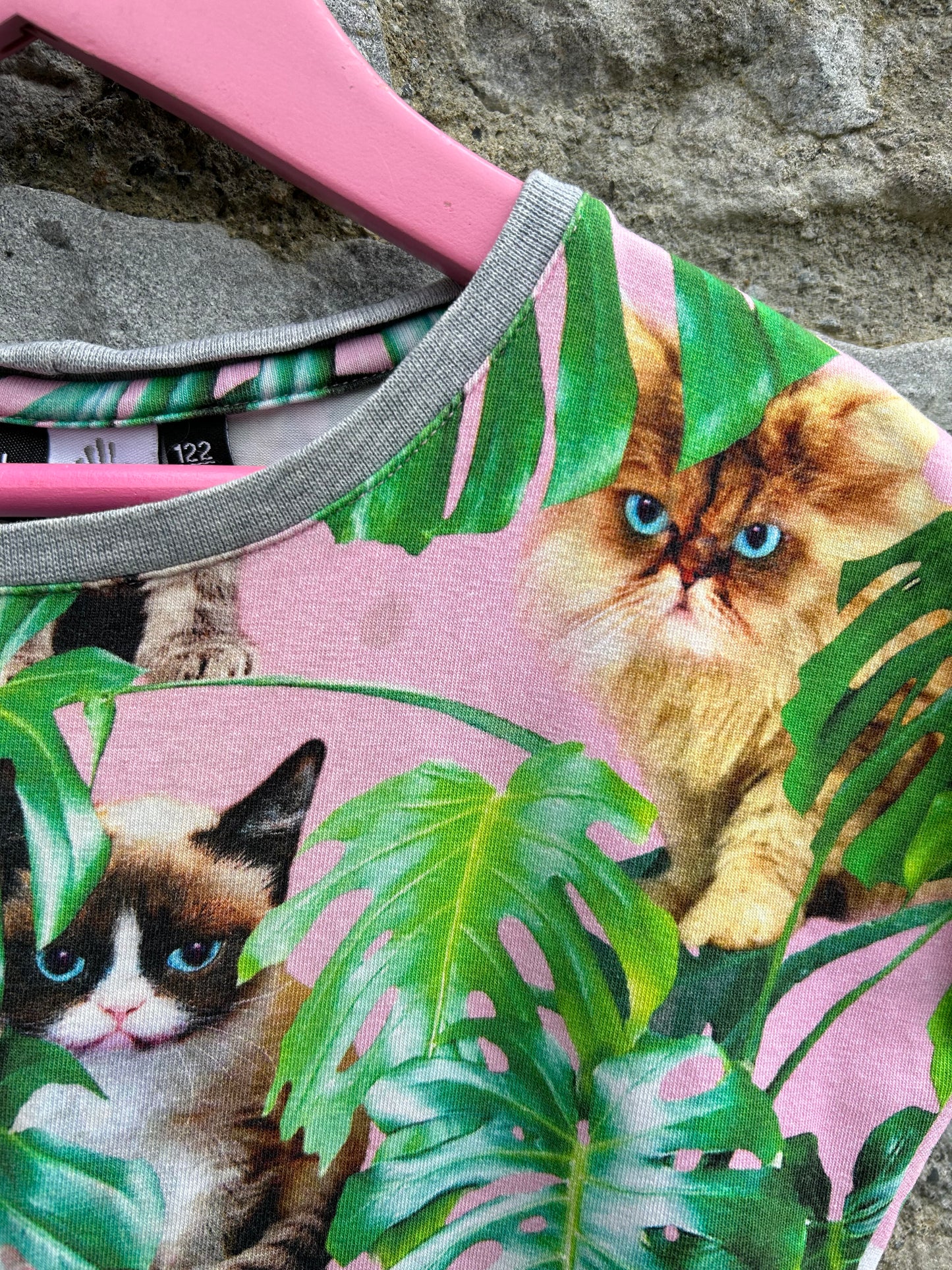 Cats in palm leaves dress 6-7y (116-122cm)
