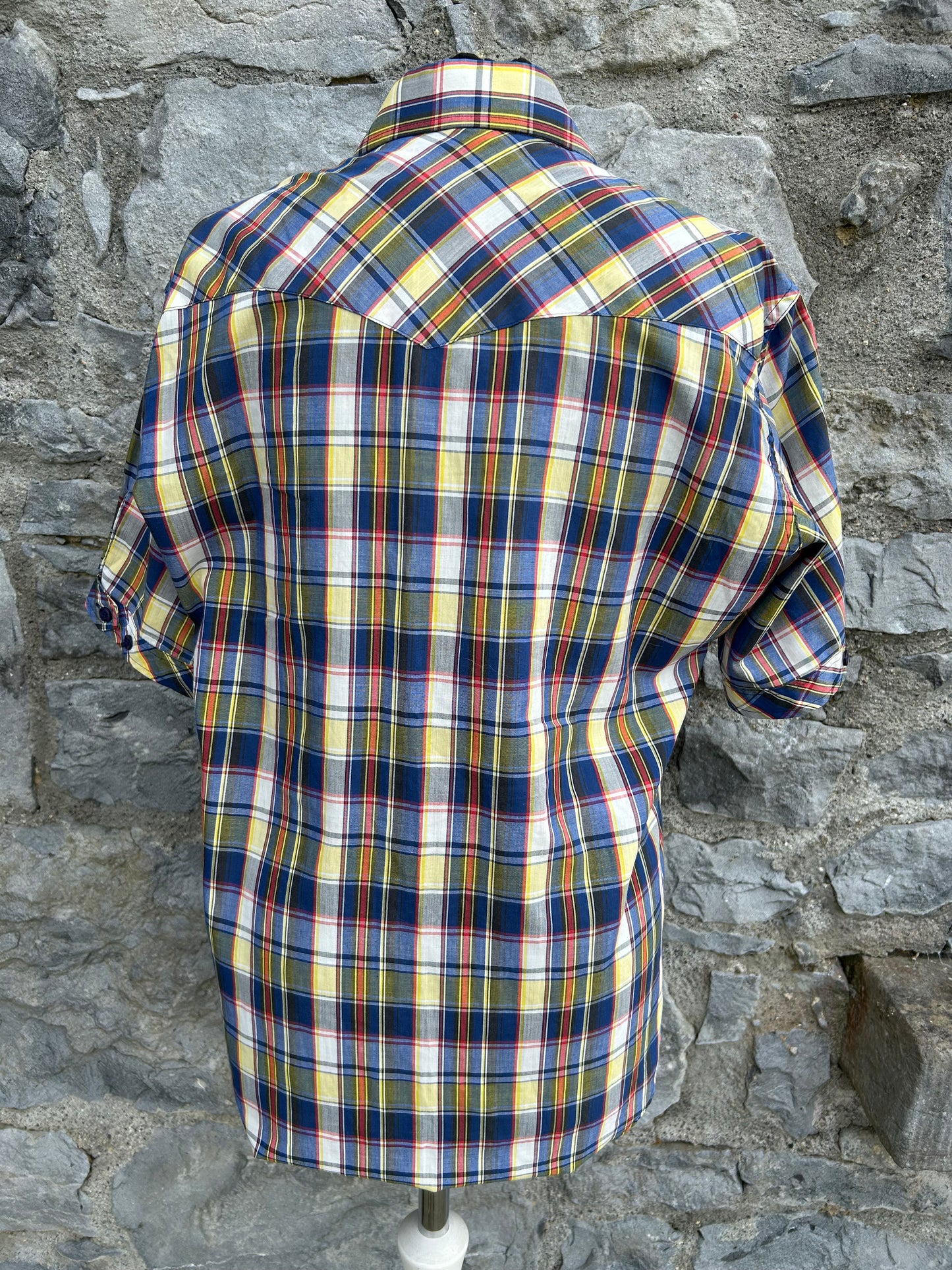 80s blue check shirt Small