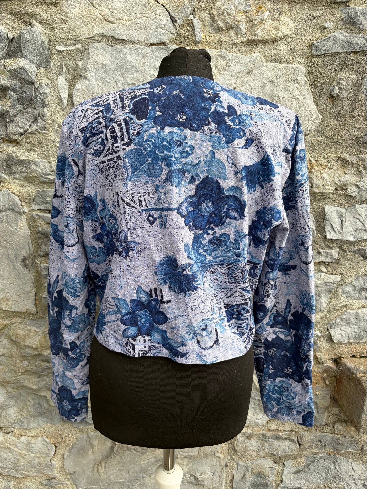 80s blue flowers jacket uk 10