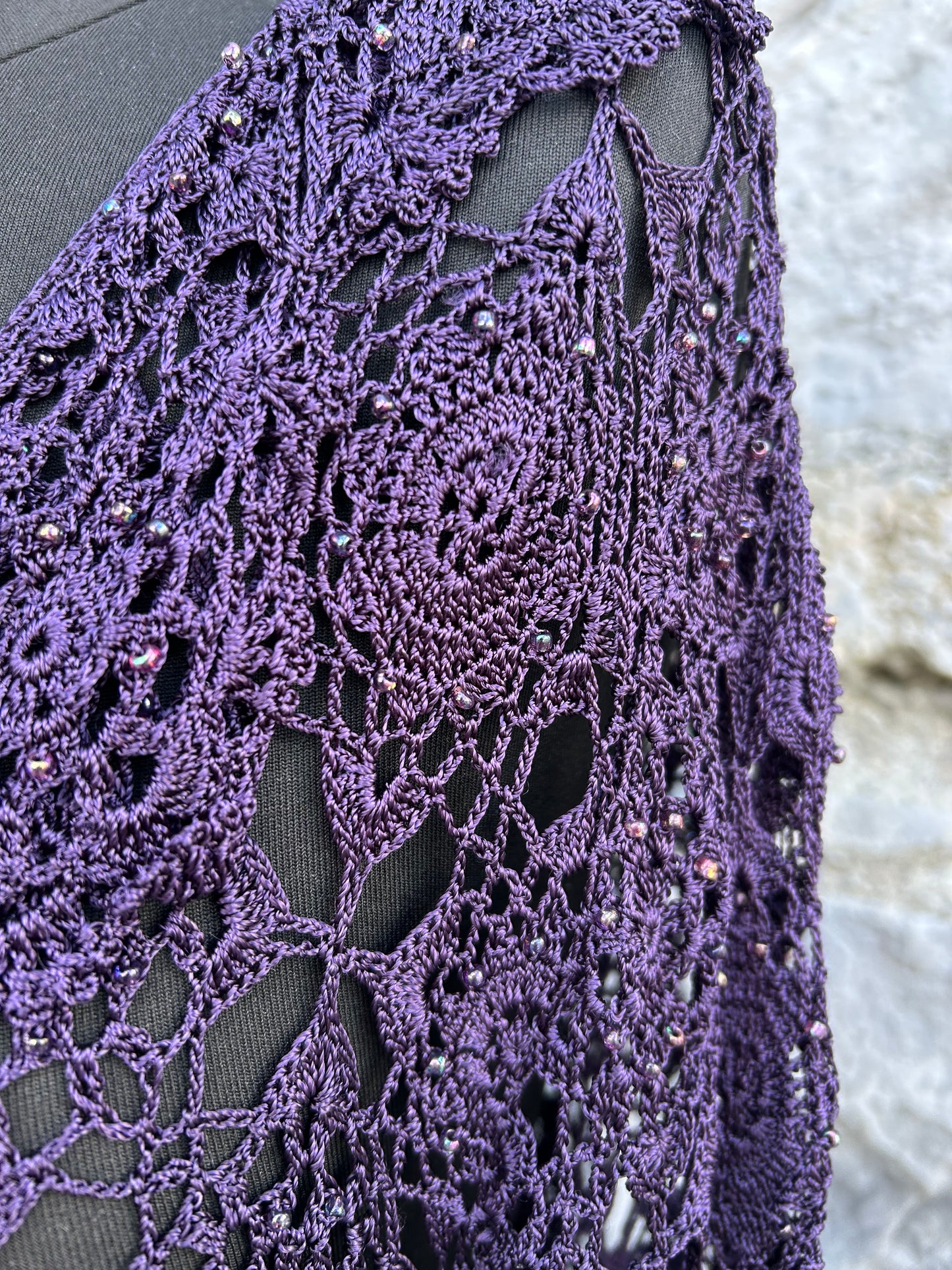 Y2K purple crochet cardigan uk 12-14
