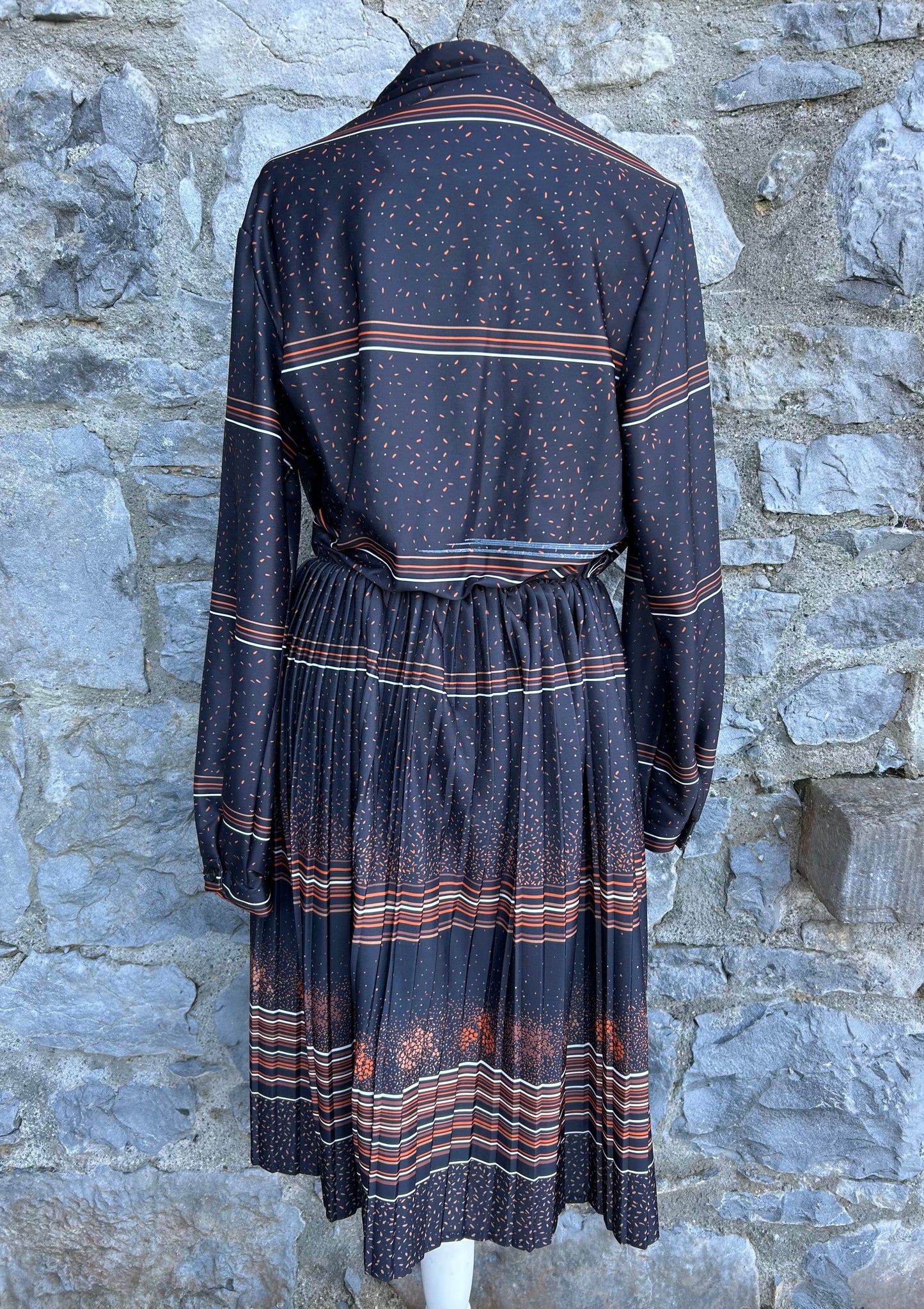 80s navy spots&lines navy dress uk 12