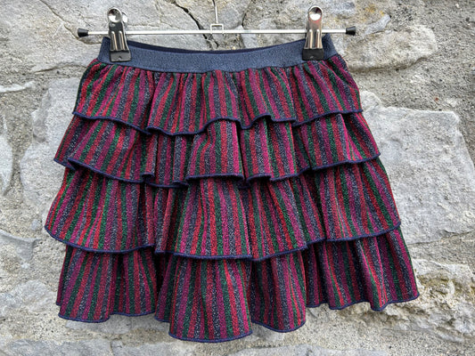 Maroon&green sparkly ruffled skirt  4-5y (104-110cm)