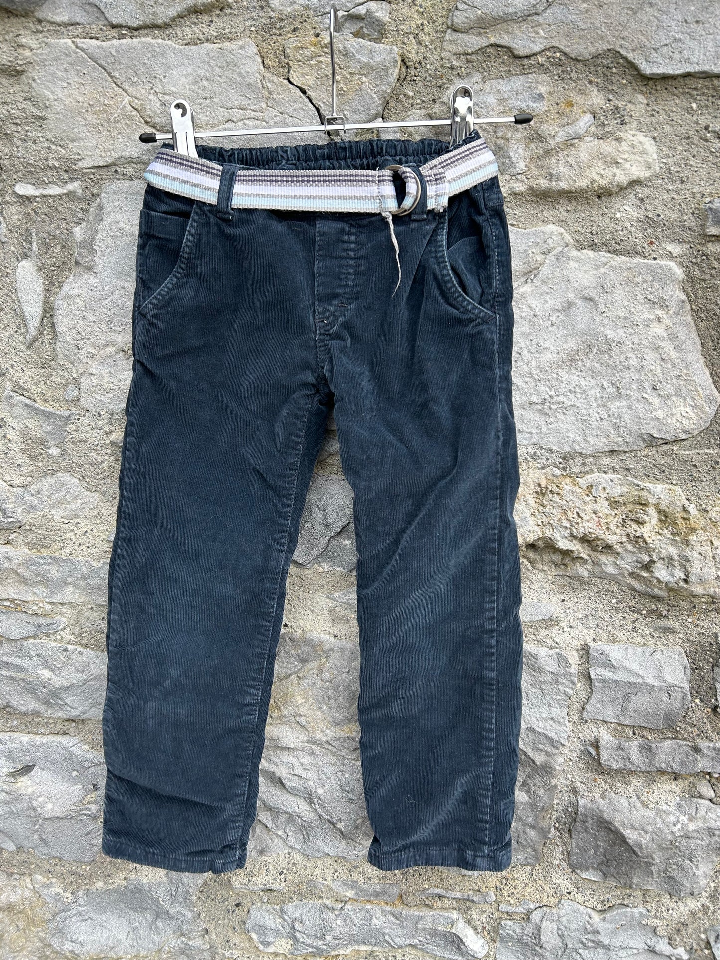 Navy lined cords 4y (104cm)