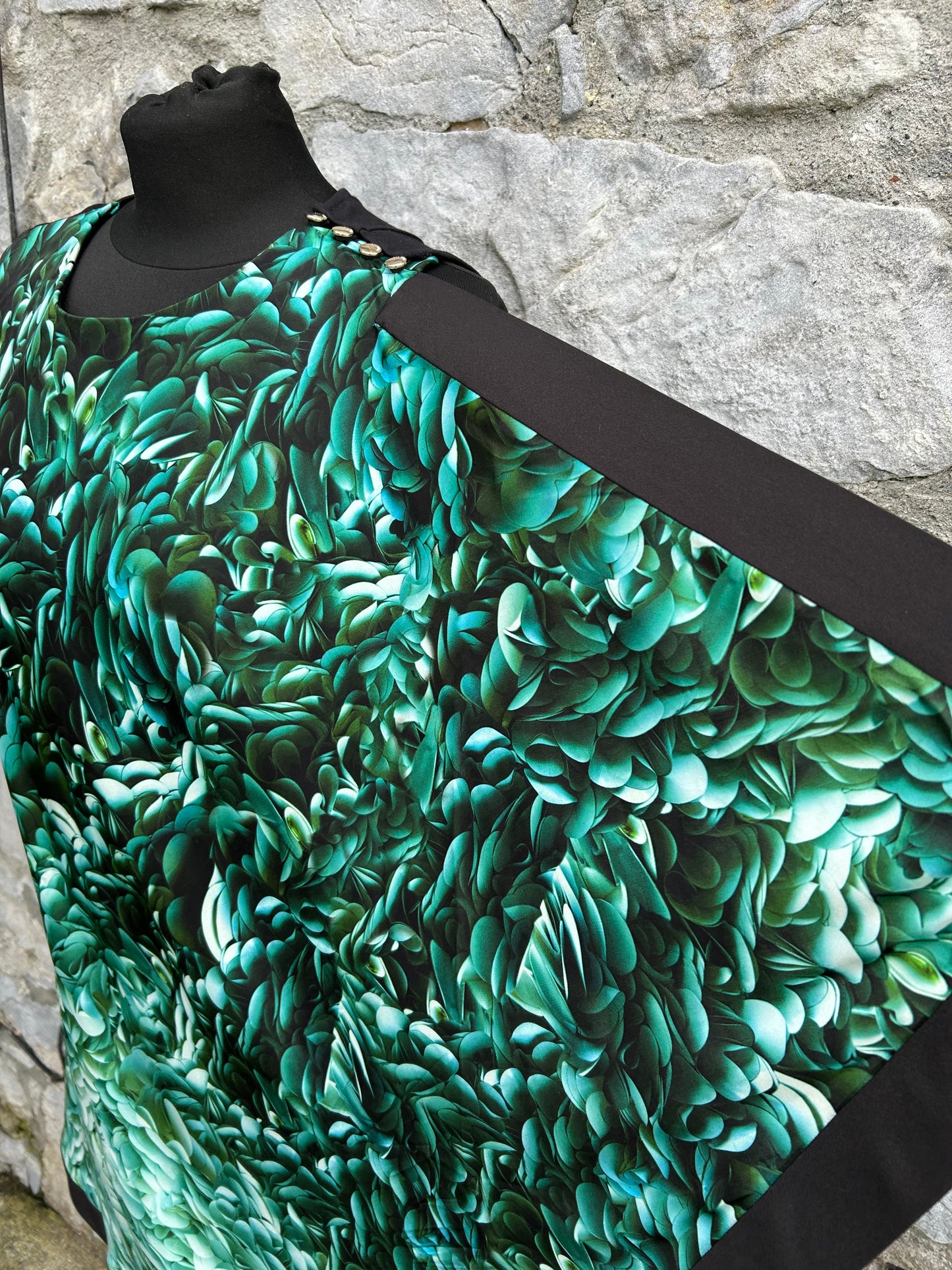Patra Green / Black Rozette print tunic dress uk 8-10