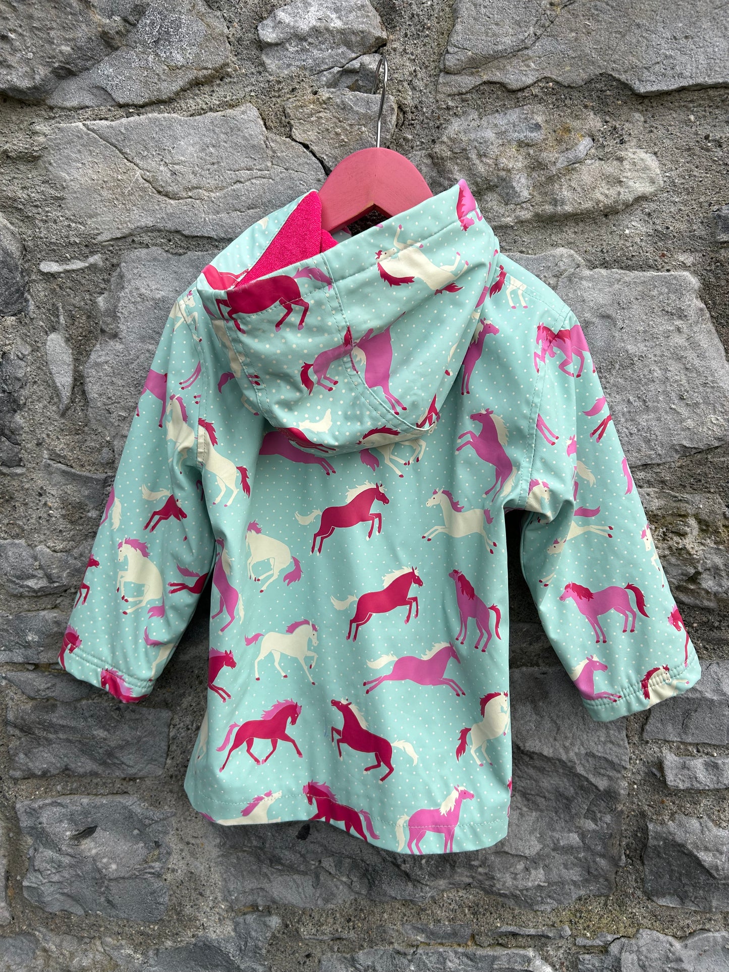 Horses light blue raincoat 3y (98cm)