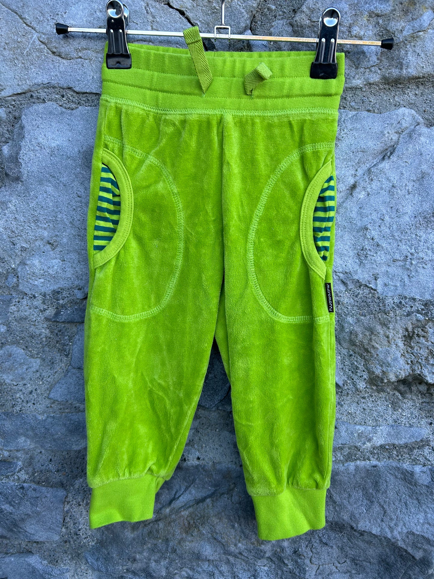 Lime green velour pants 3-6m (62-68cm)