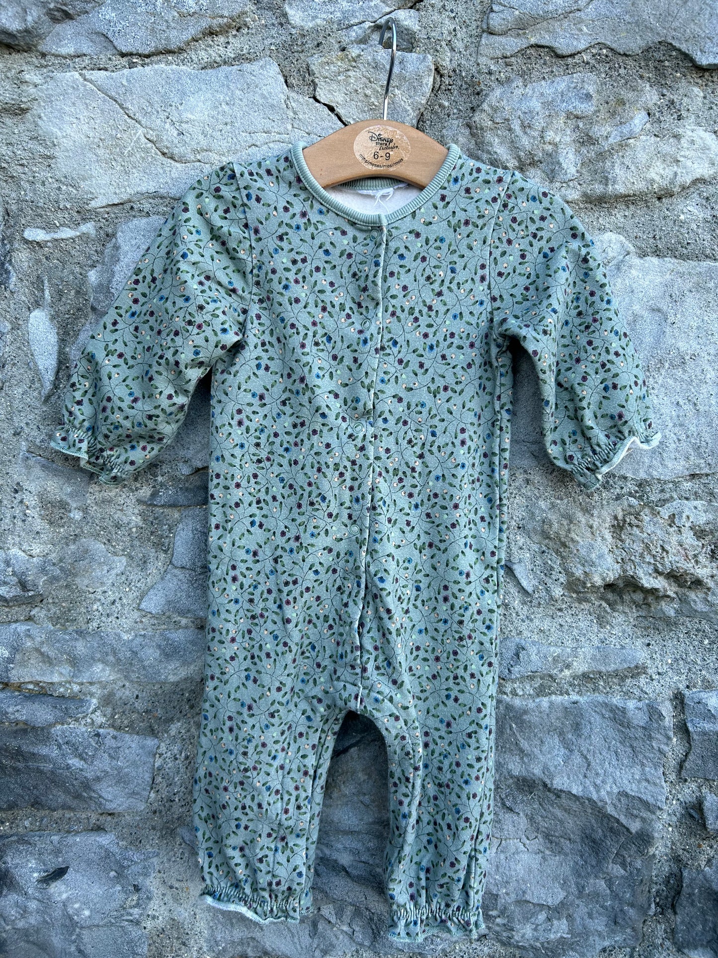 Green floral sweat onesie 6-9m (68-74cm)