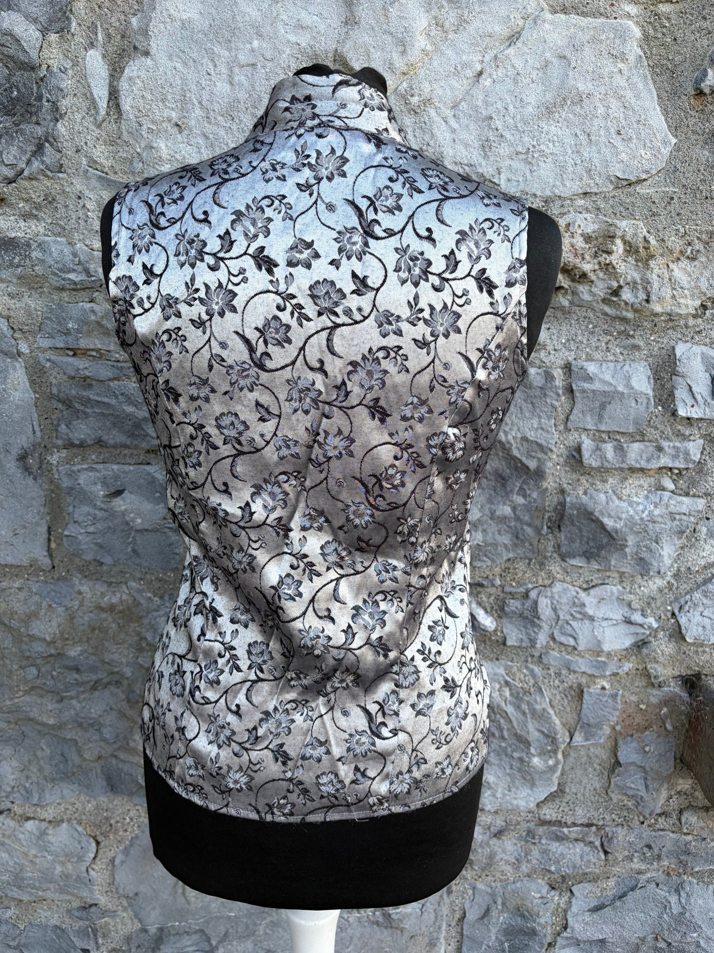 90s silver floral top uk 6