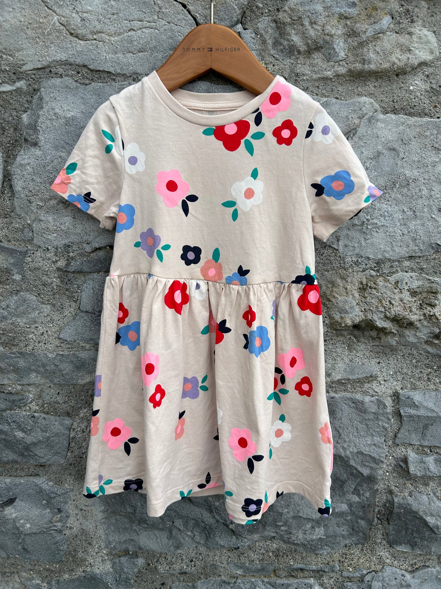 Flowers beige dress 2-3y (92-98cm)