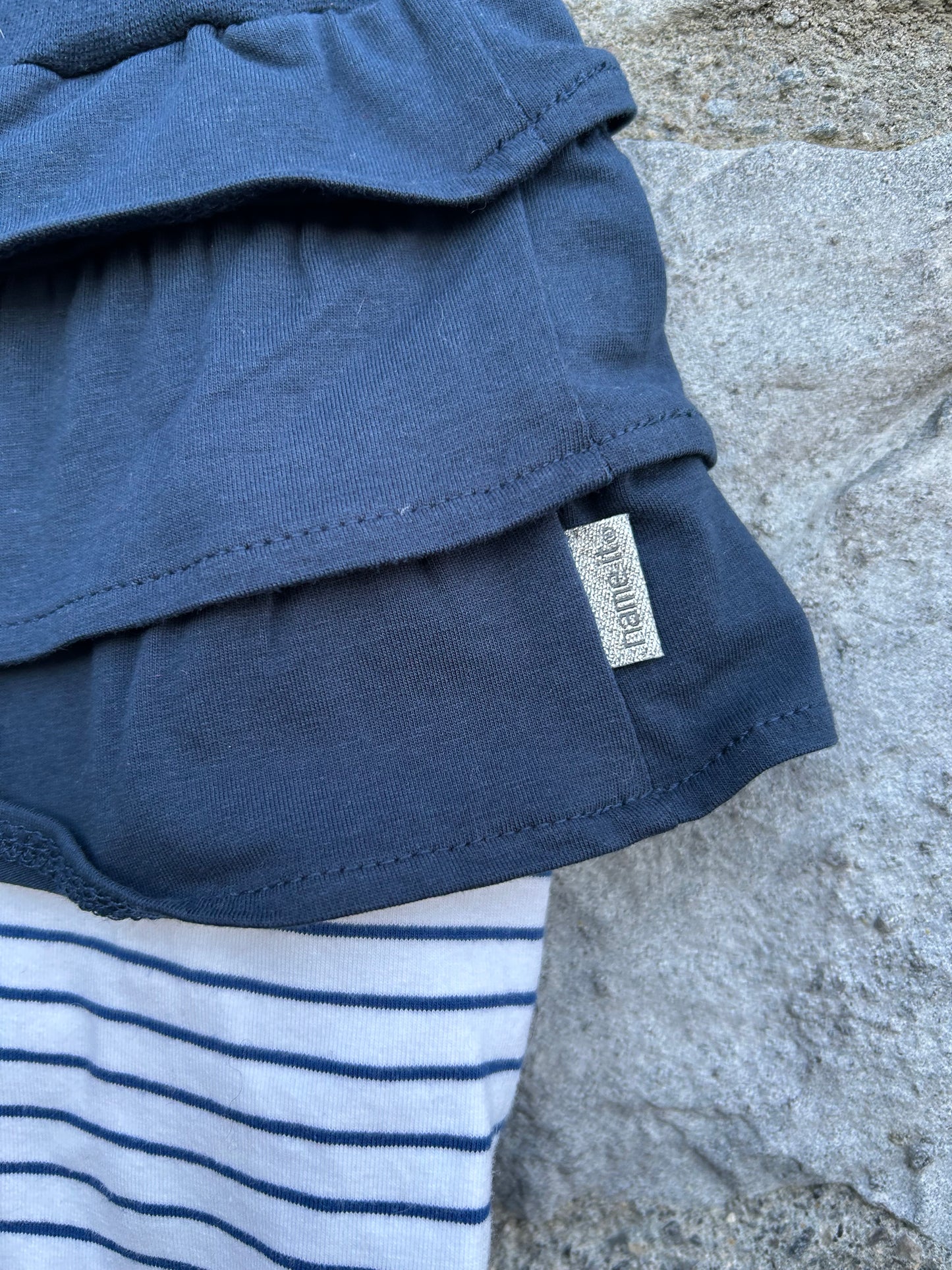 Navy skirt with stripy leggings 3-6m (62-68cm)