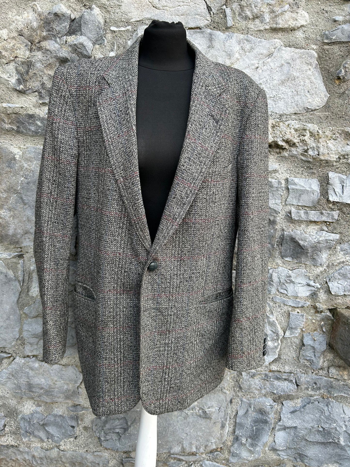 90s grey tweed jacket Medium