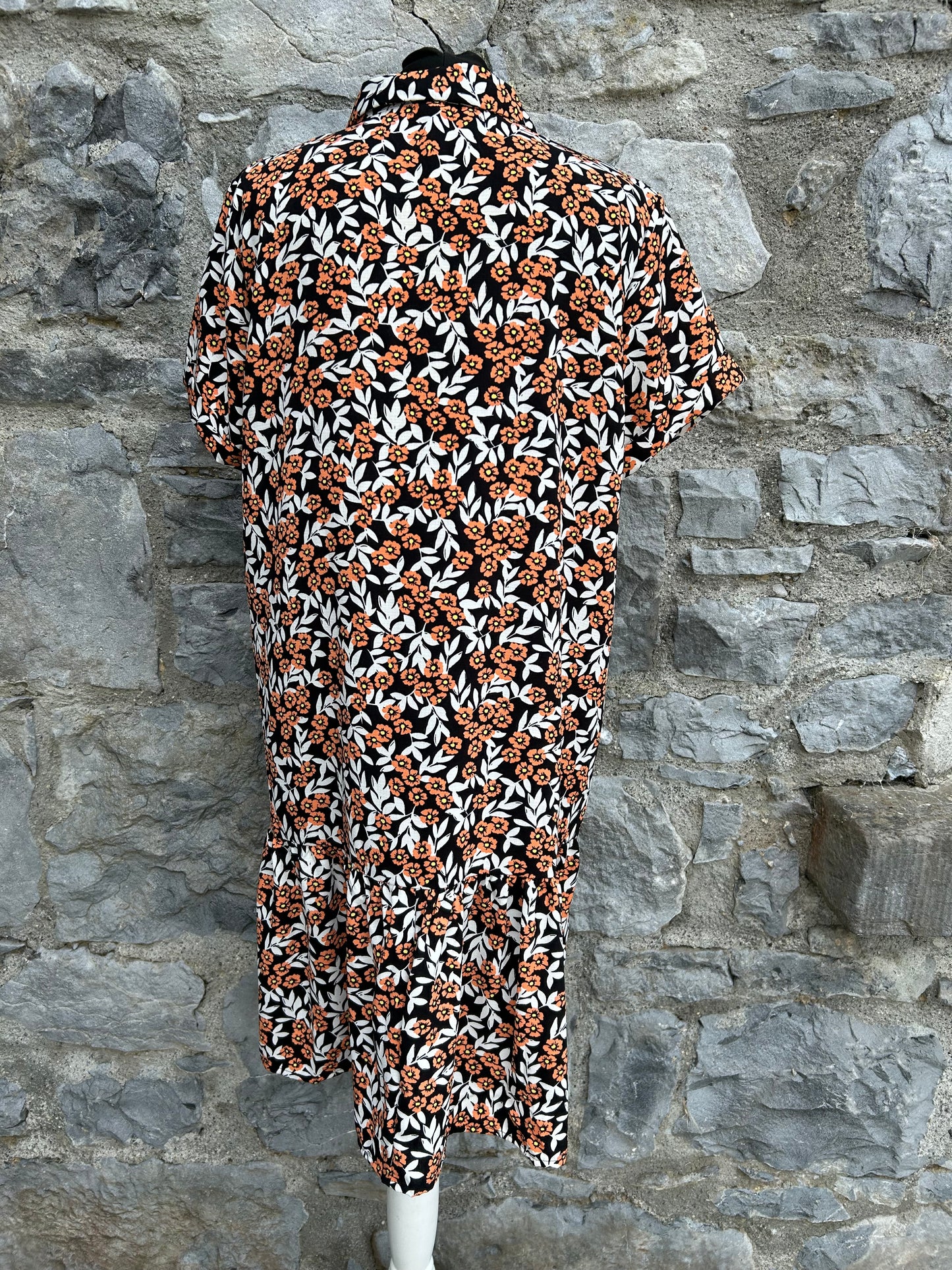 Orange flowers shirt dress uk 10-12