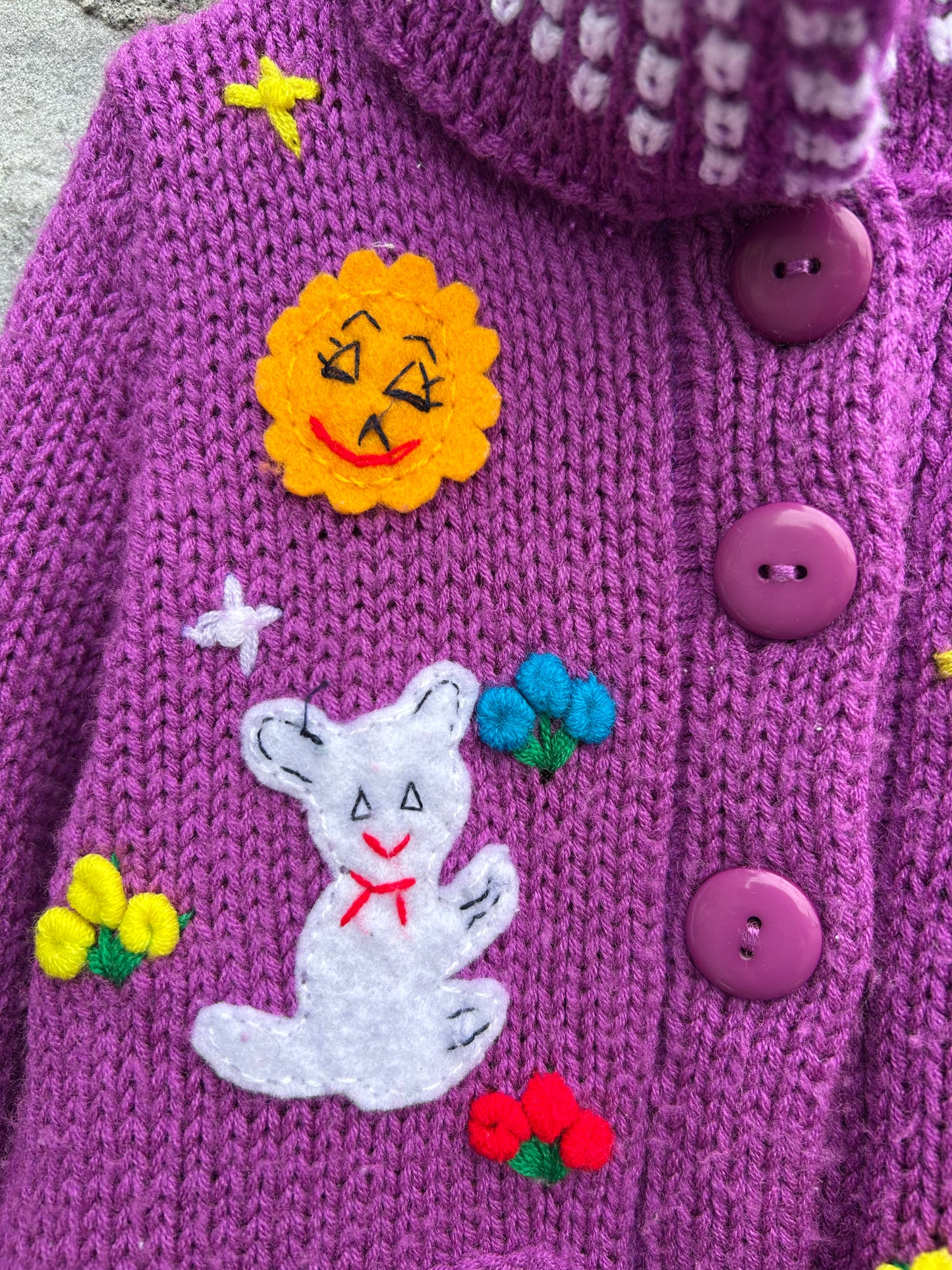 Animals purple long cardigan 3y (98cm)