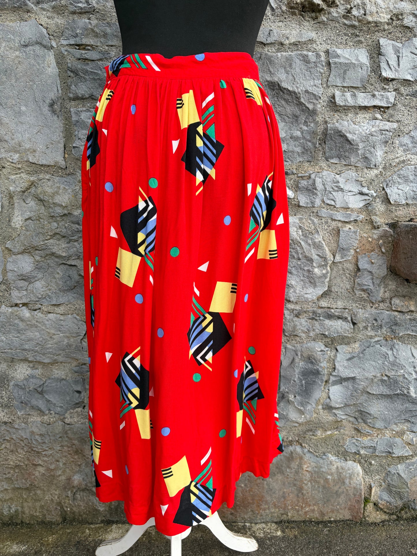 80s abstract red skirt uk 8