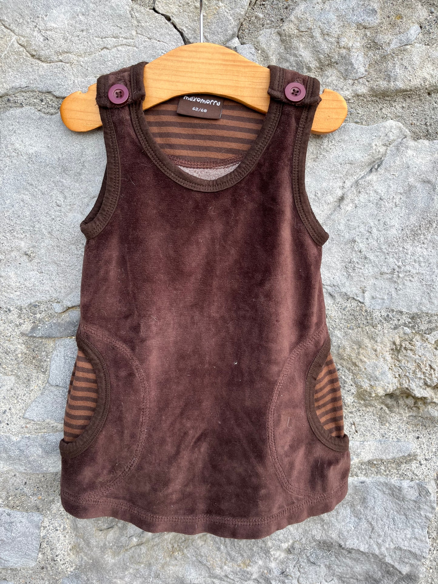 Brown velour pinafore 3-6m (62-68cm)