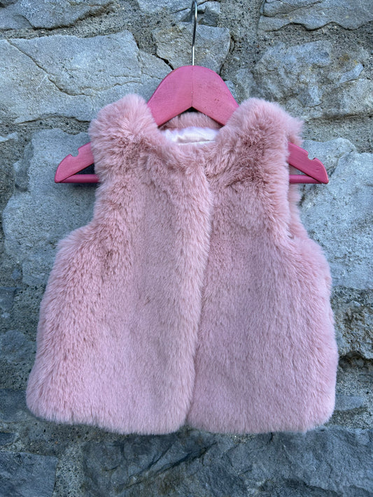 Pink furry gillet  12-18m (80-86cm)
