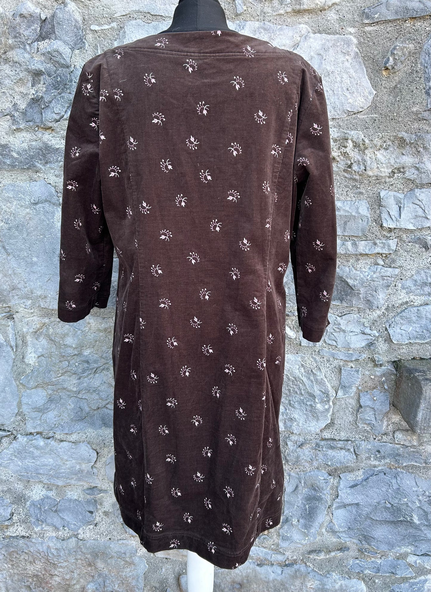 Brown floral cord dress uk 14