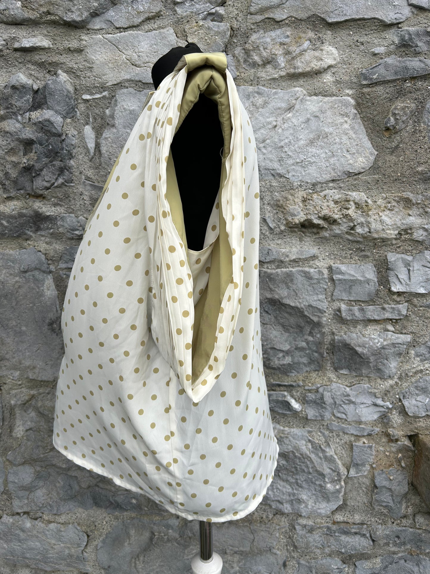80s green&cream spotty blouse uk 12
