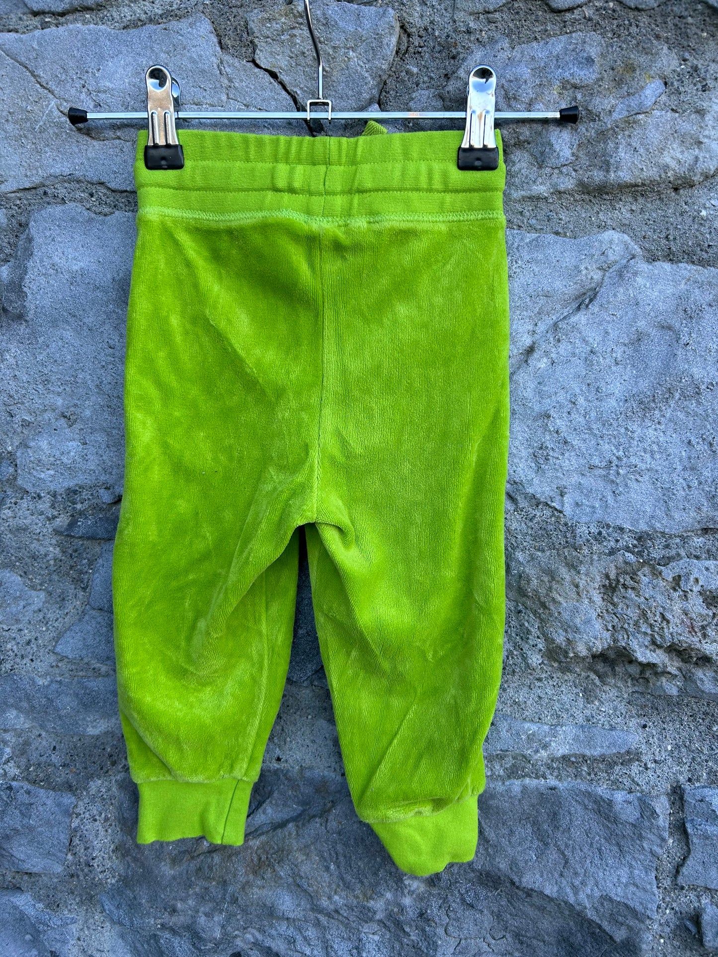 Lime green velour pants 3-6m (62-68cm)