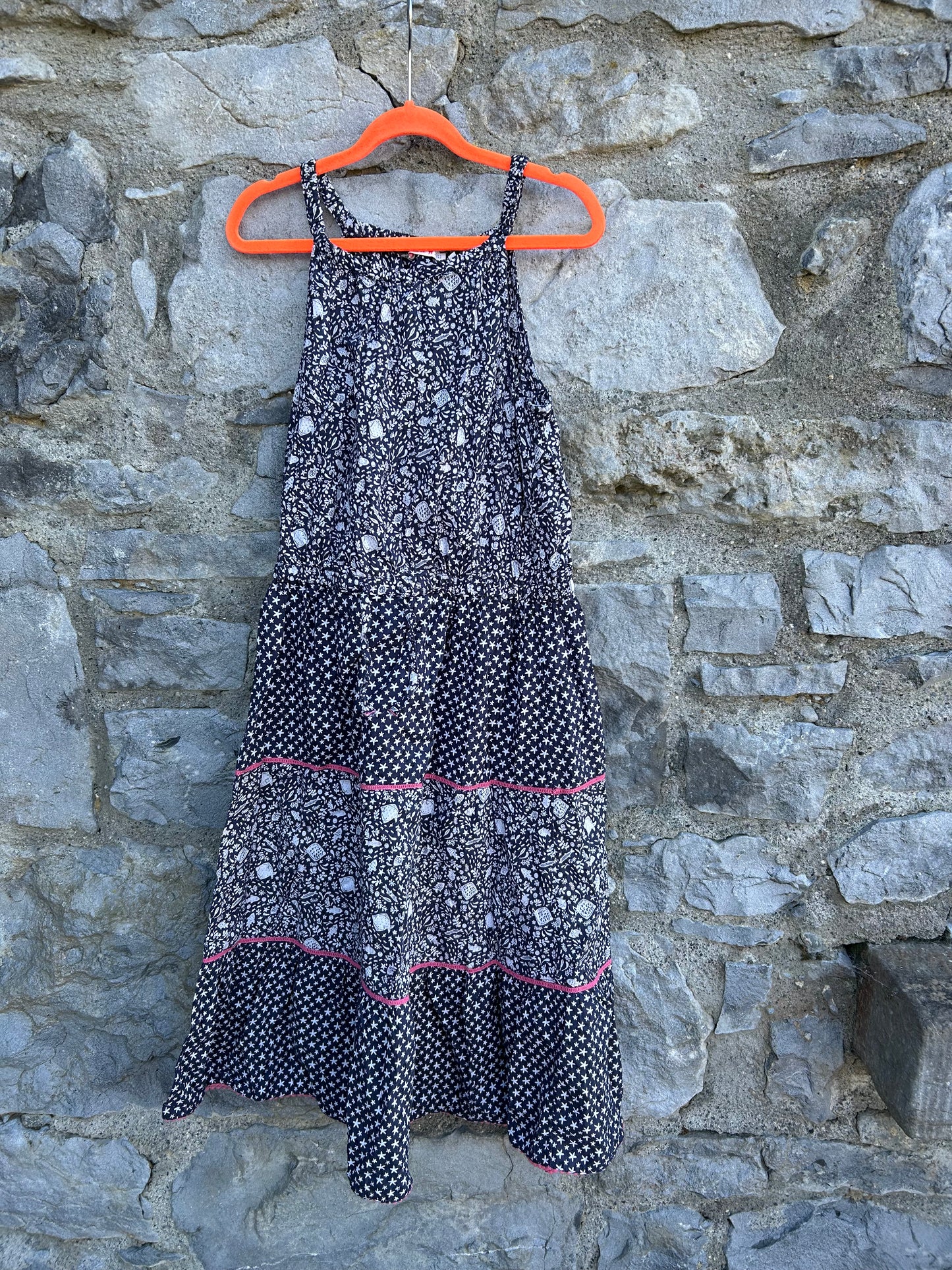 Fish navy tiered dress 10-11y (140-146cm)