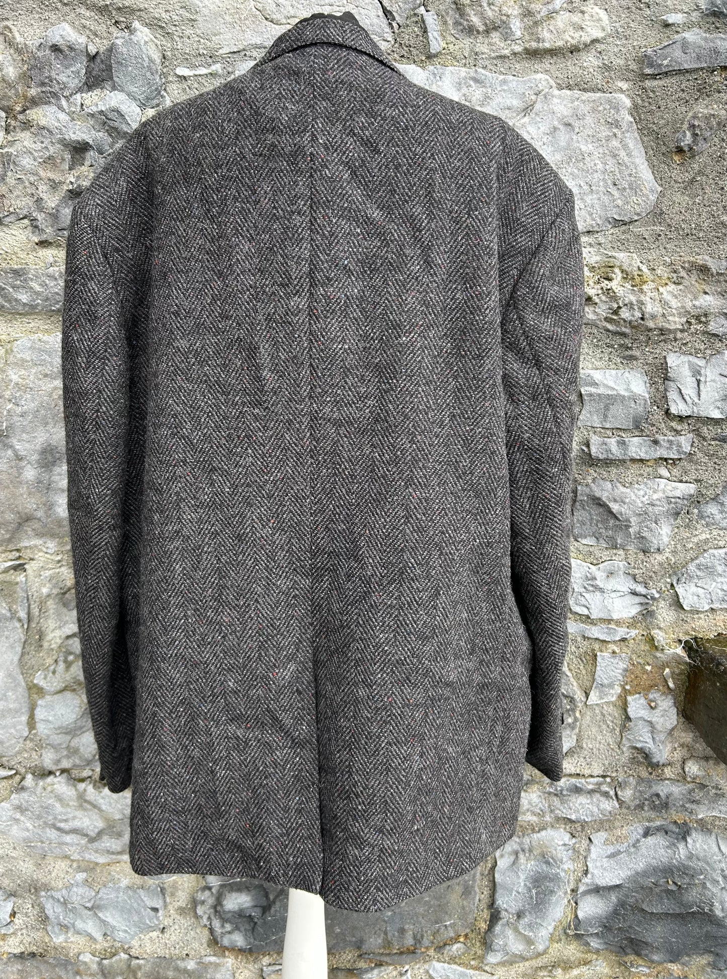 90s grey tweed herringbone jacket XL