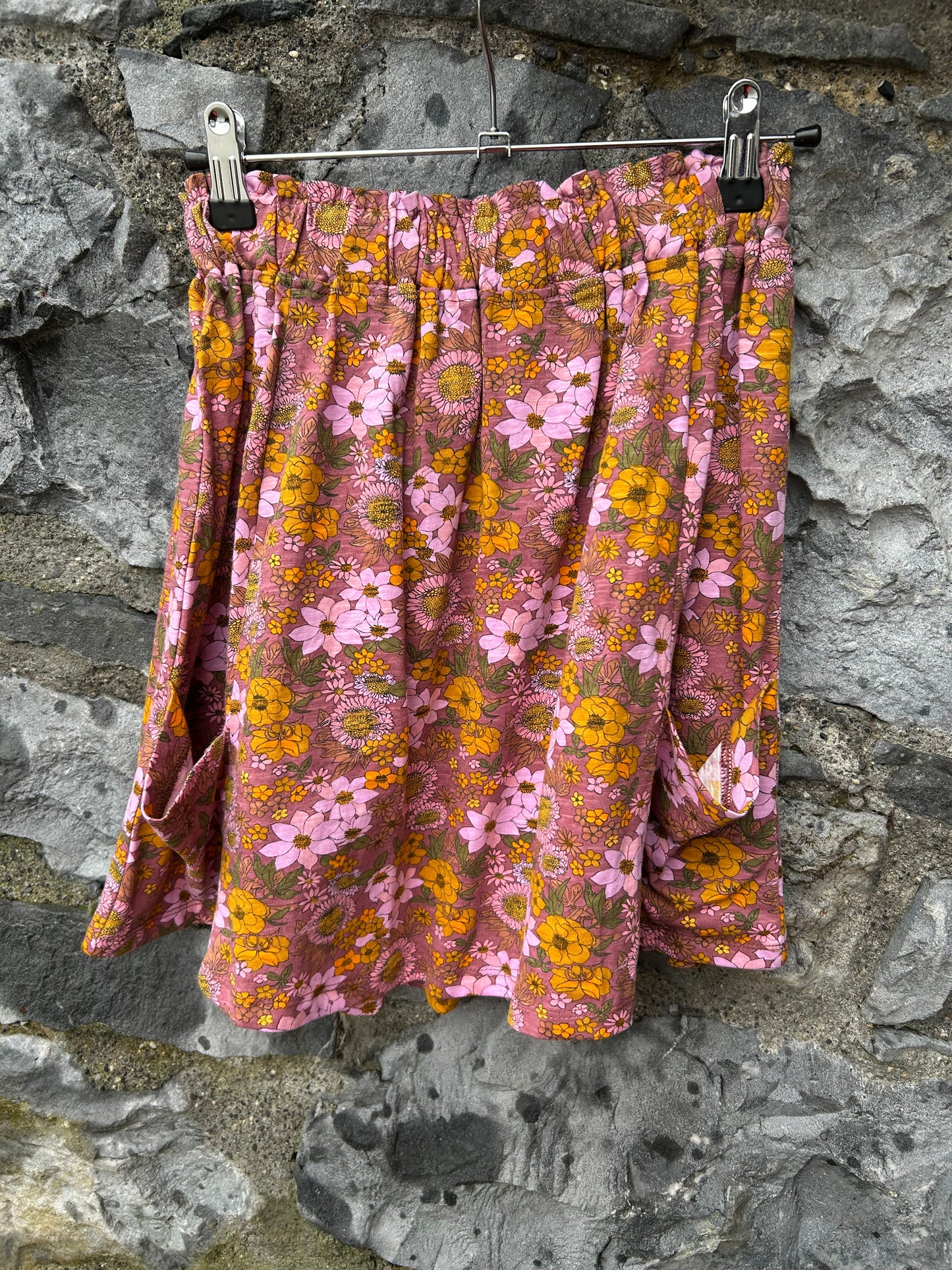 Pink&yellow flowers skirt 9-10y (134-140cm)