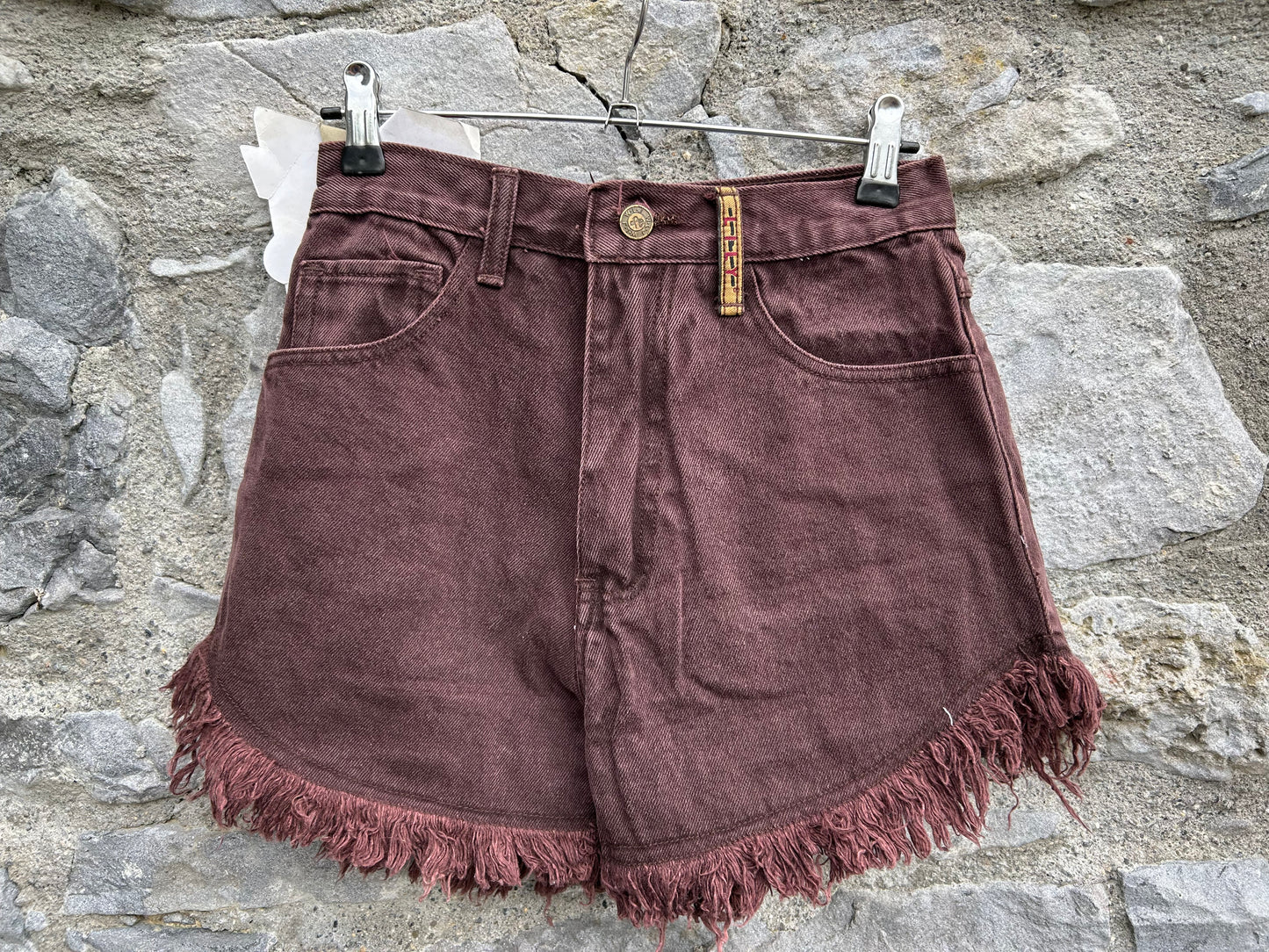 90s maroon denim shorts uk 6