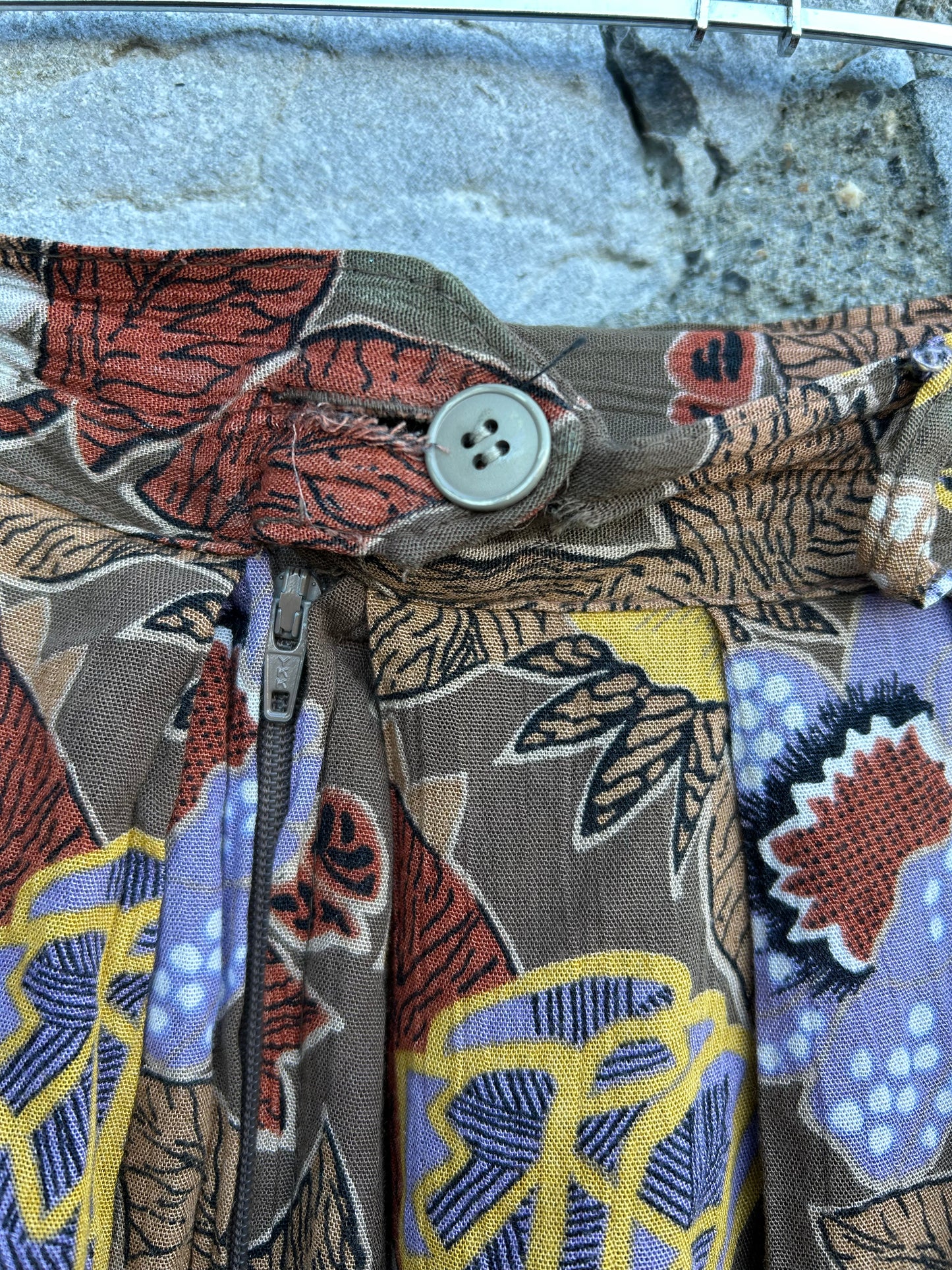 80s Brown floral skirt uk 12