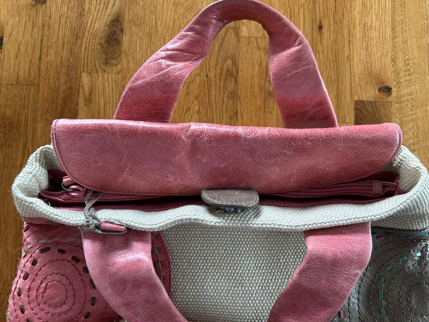 Pink&beige circle handbag
