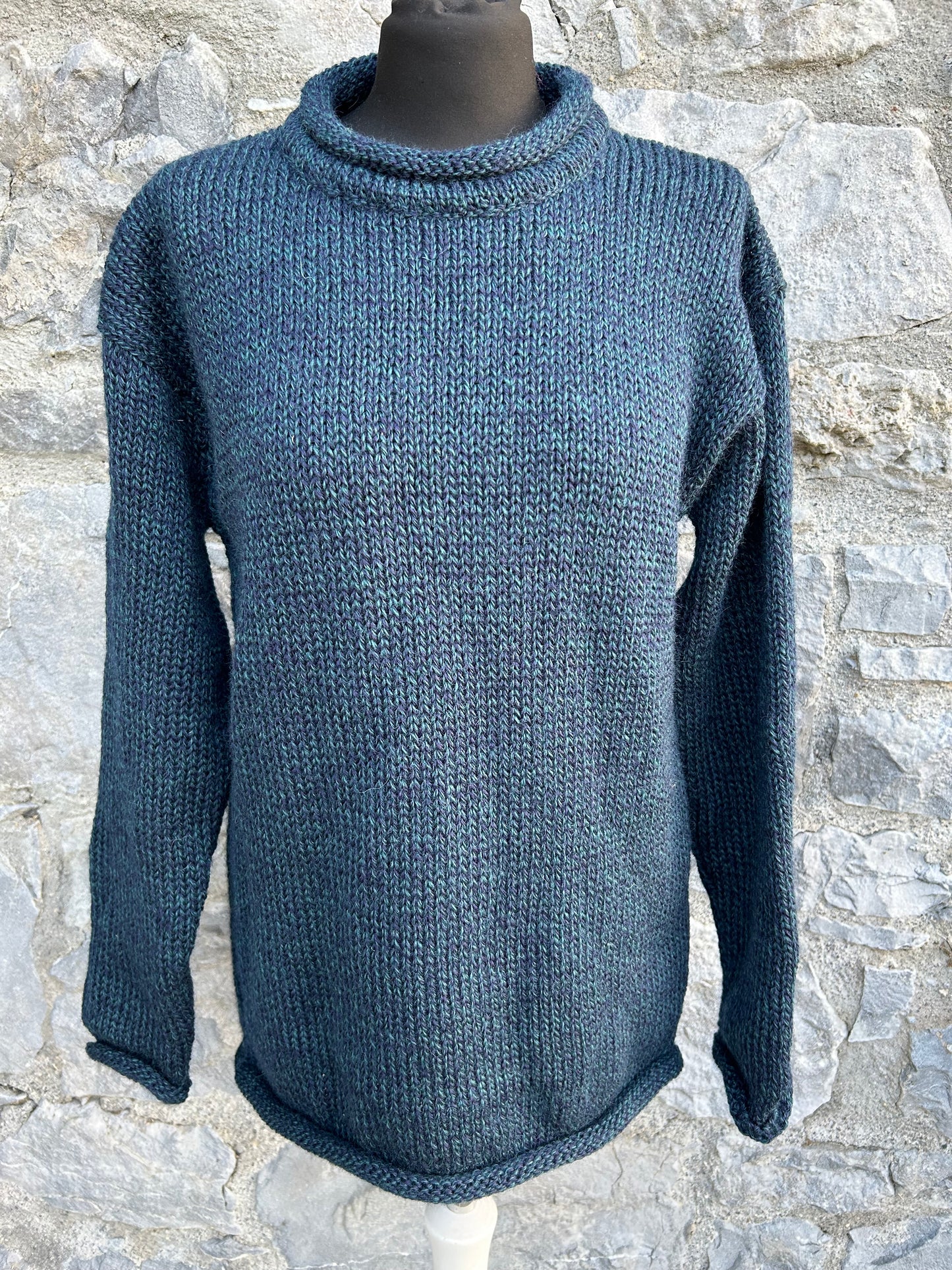 Blue melange Aran jumper Medium
