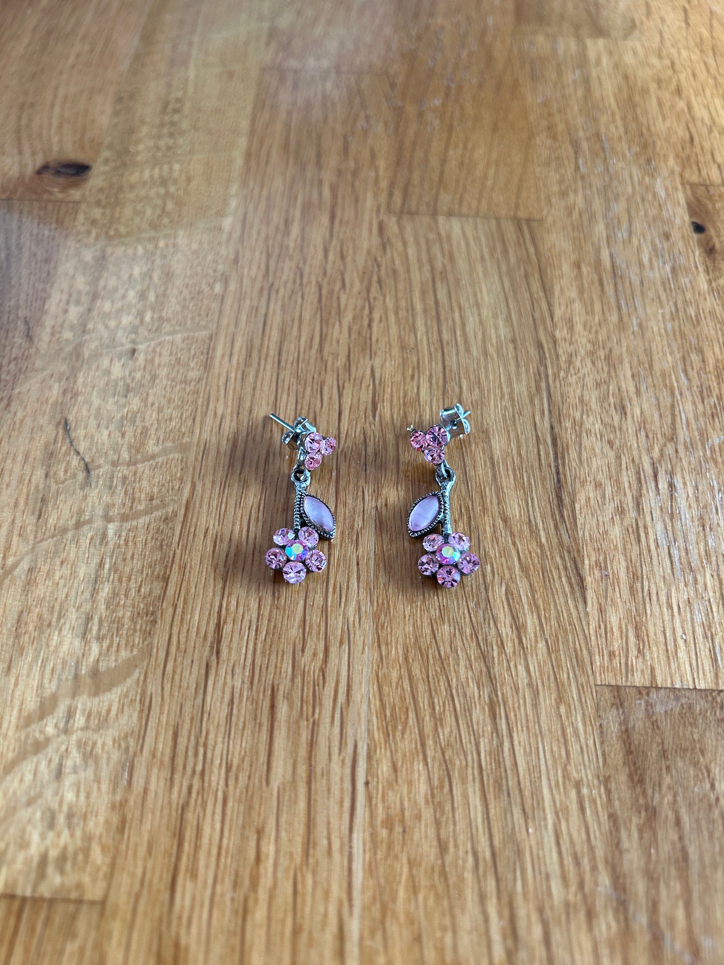 Pink flower earrings