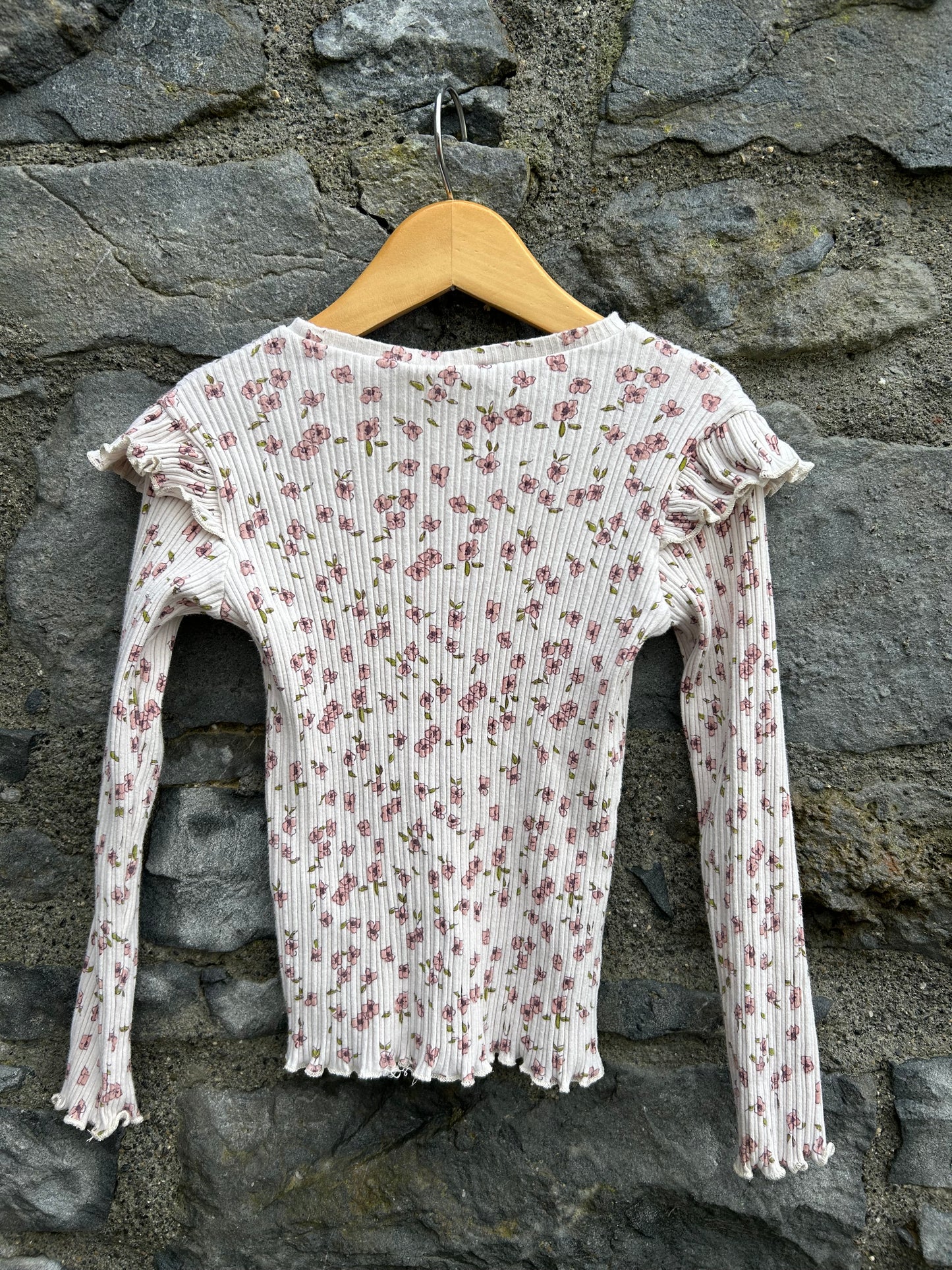 Floral ribbed top 5y (110cm)