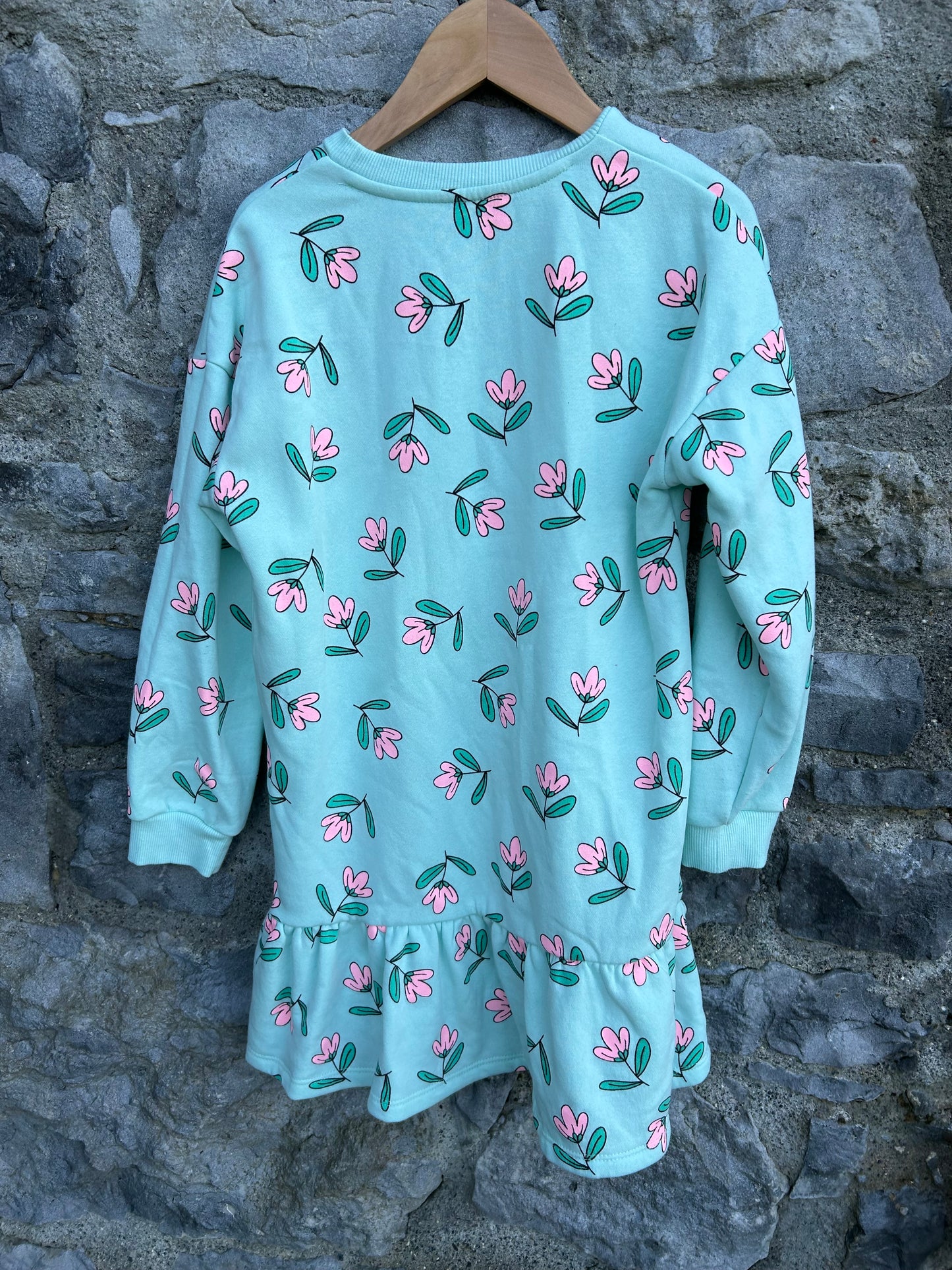 Floral green sweat dress 9-10y (134-140cm)