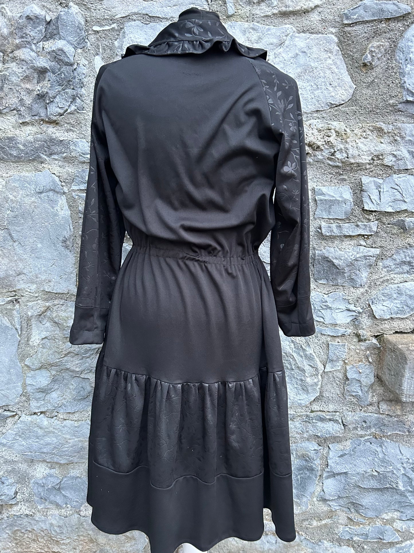80s tiered black dress uk 10-12