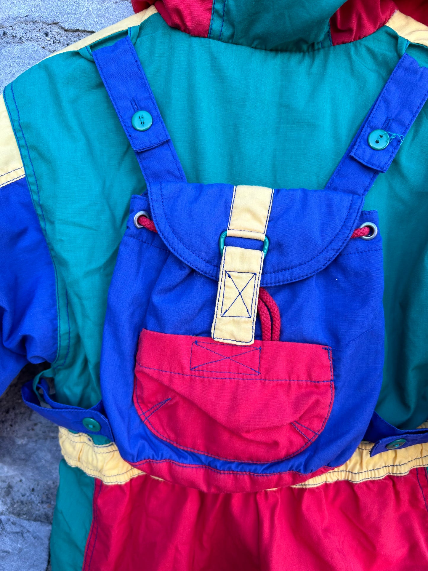 80s colourful snow suit with a backpack 18-24m (86-92cm)