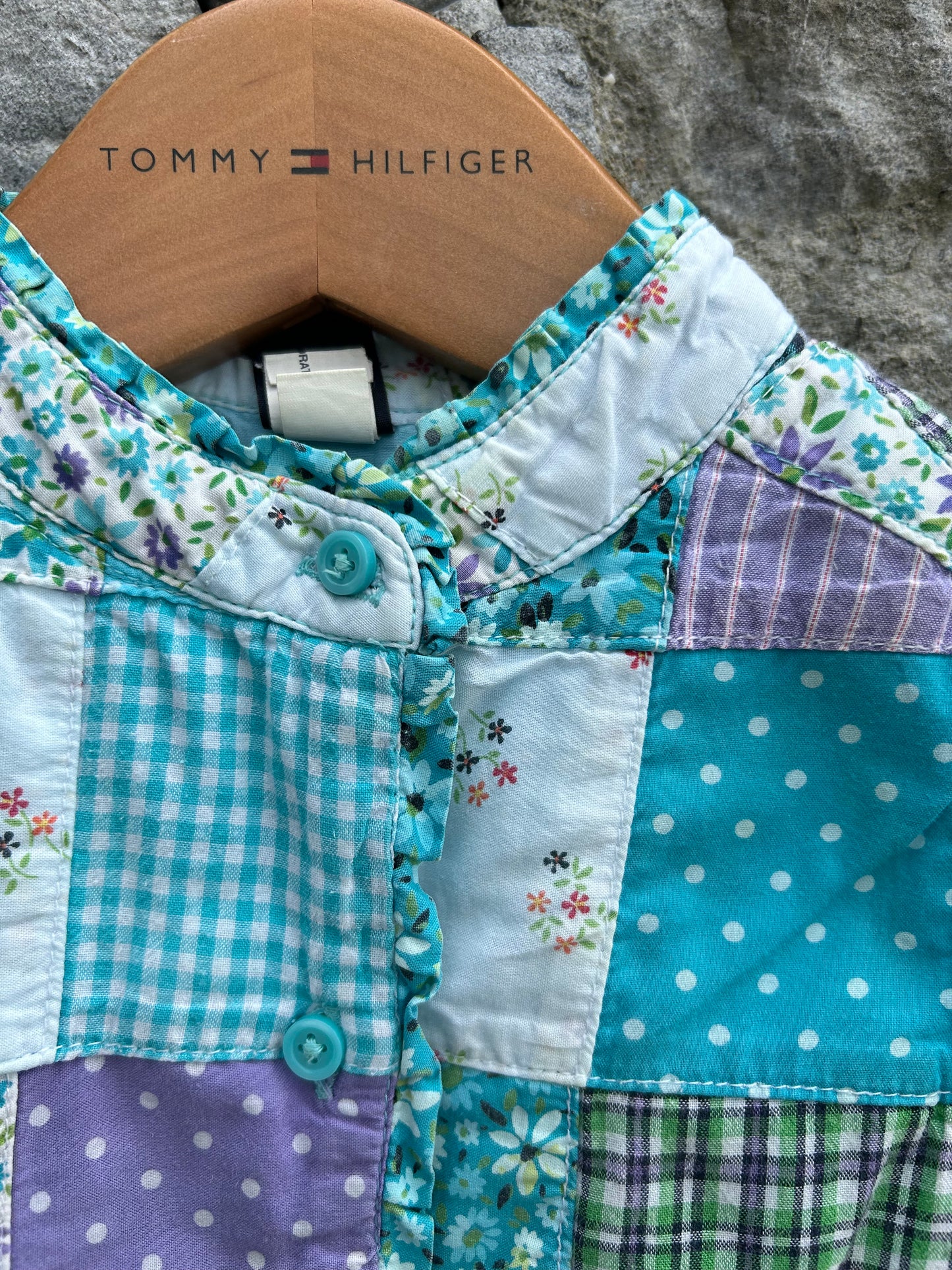 Y2K blue patchwork dress 3-4y (98-104cm)
