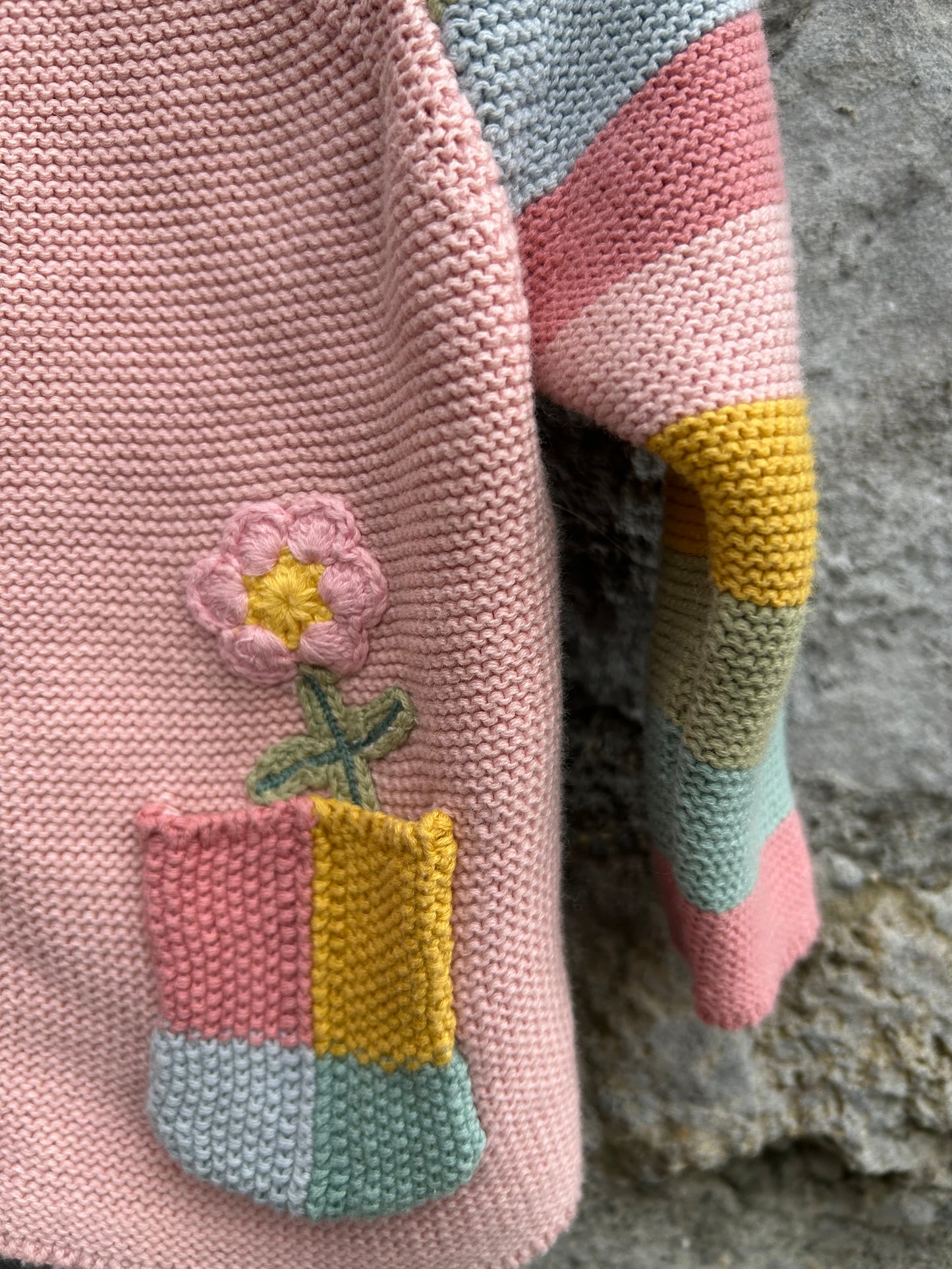 Raglan pink&rainbow cardigan 3-6m (62-68cm)