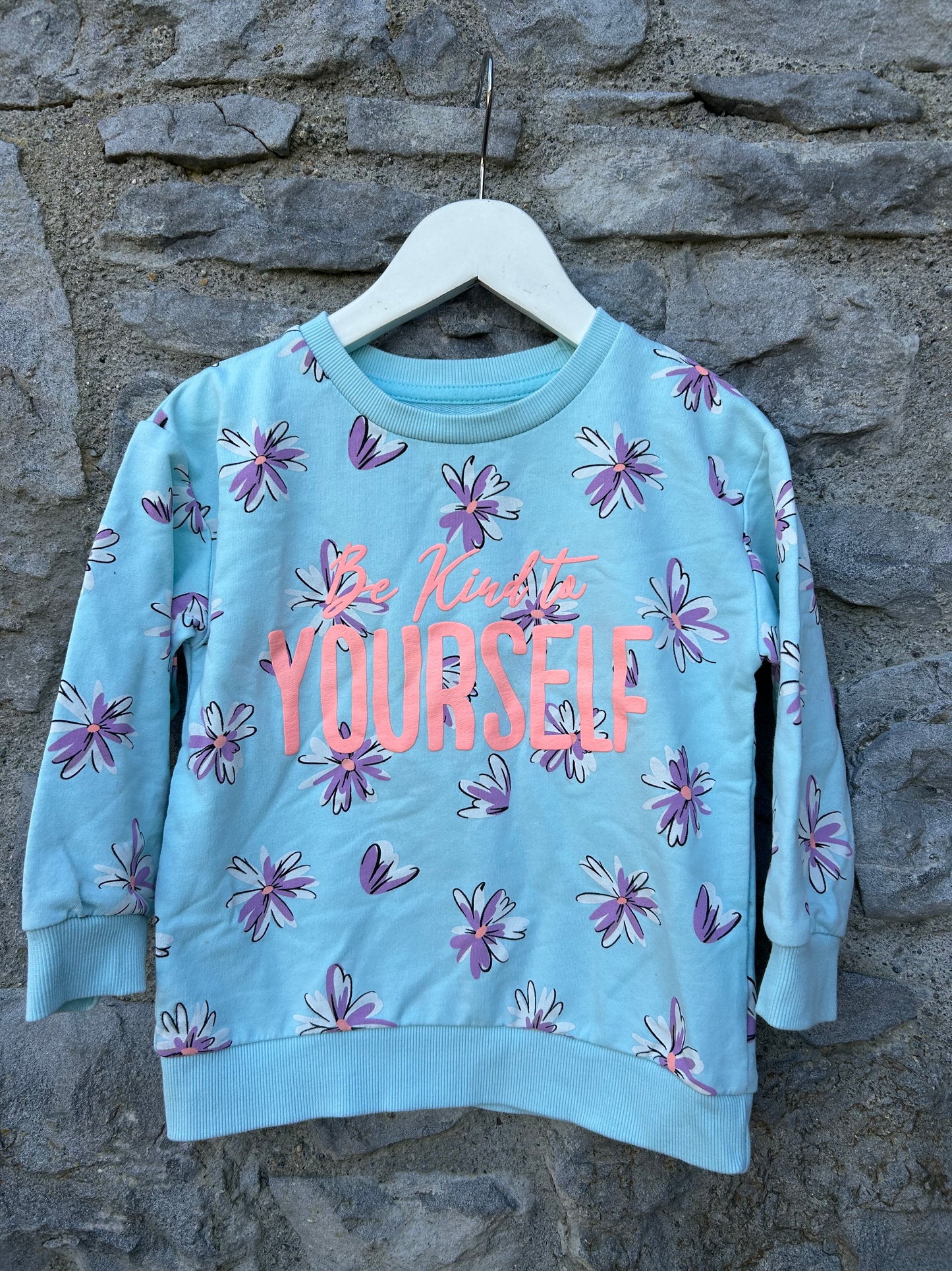 Floral baby blue sweatshirt 3-4y (98-104cm)