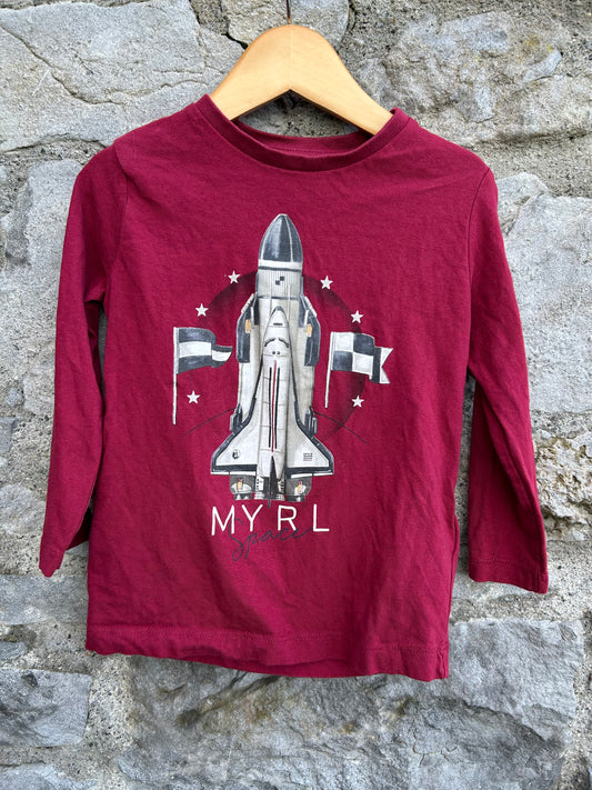 Rocket maroon top  2-3y (92-98cm)