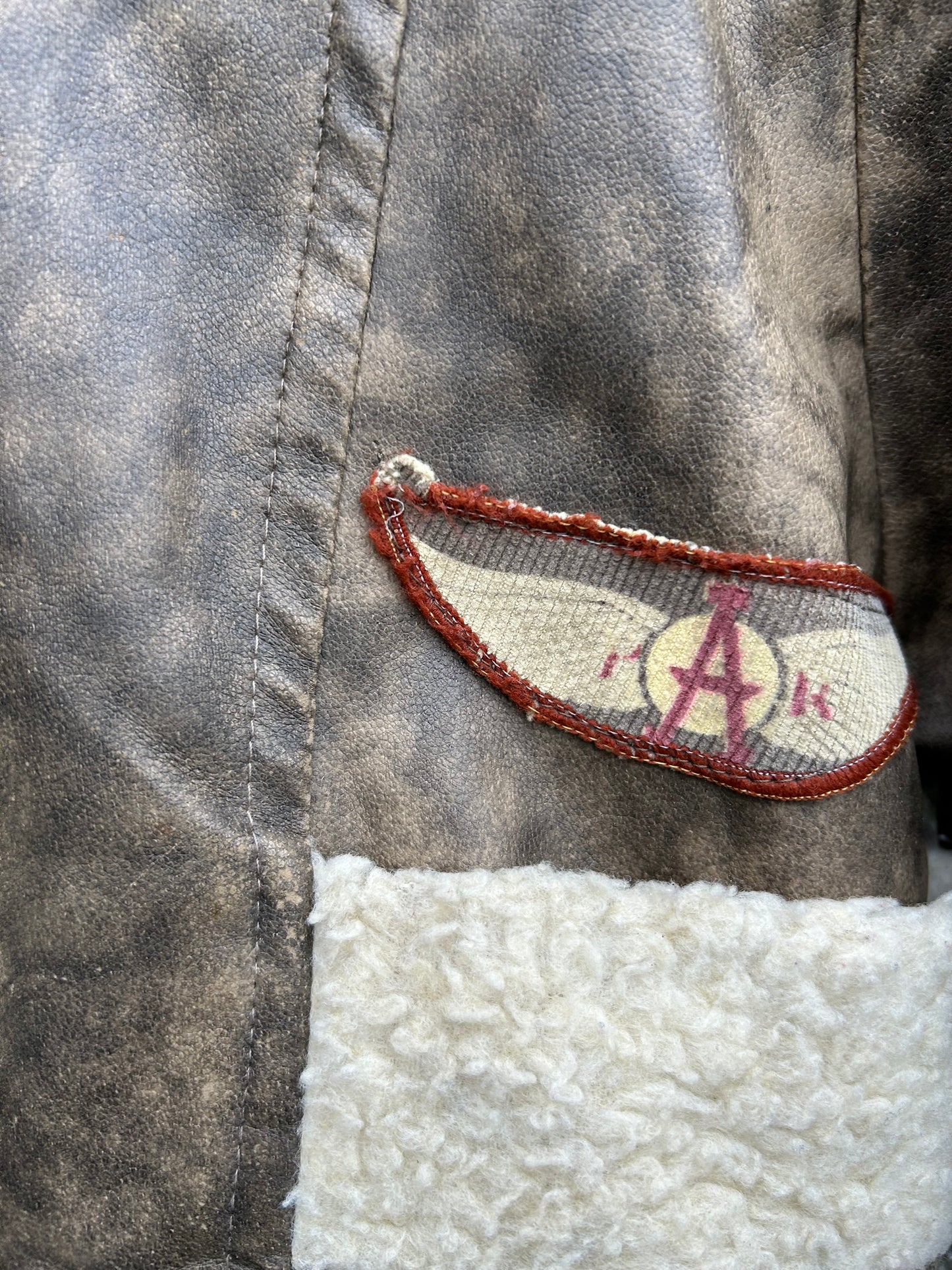 80s brown leather hooded aviator jacket 18-24m (86-92cm)