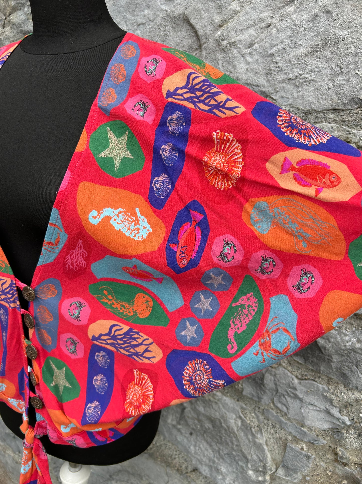 80s red under the sea oversized top uk 12-14