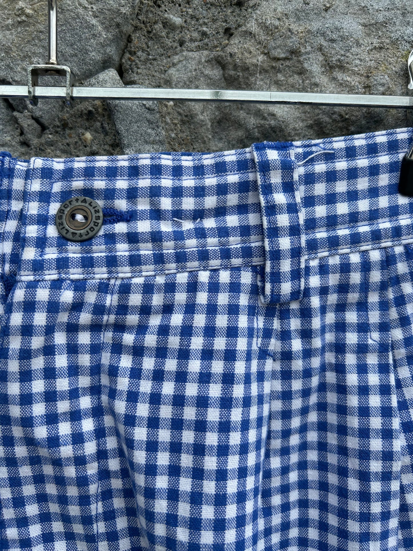 90s blue check shorts uk 8
