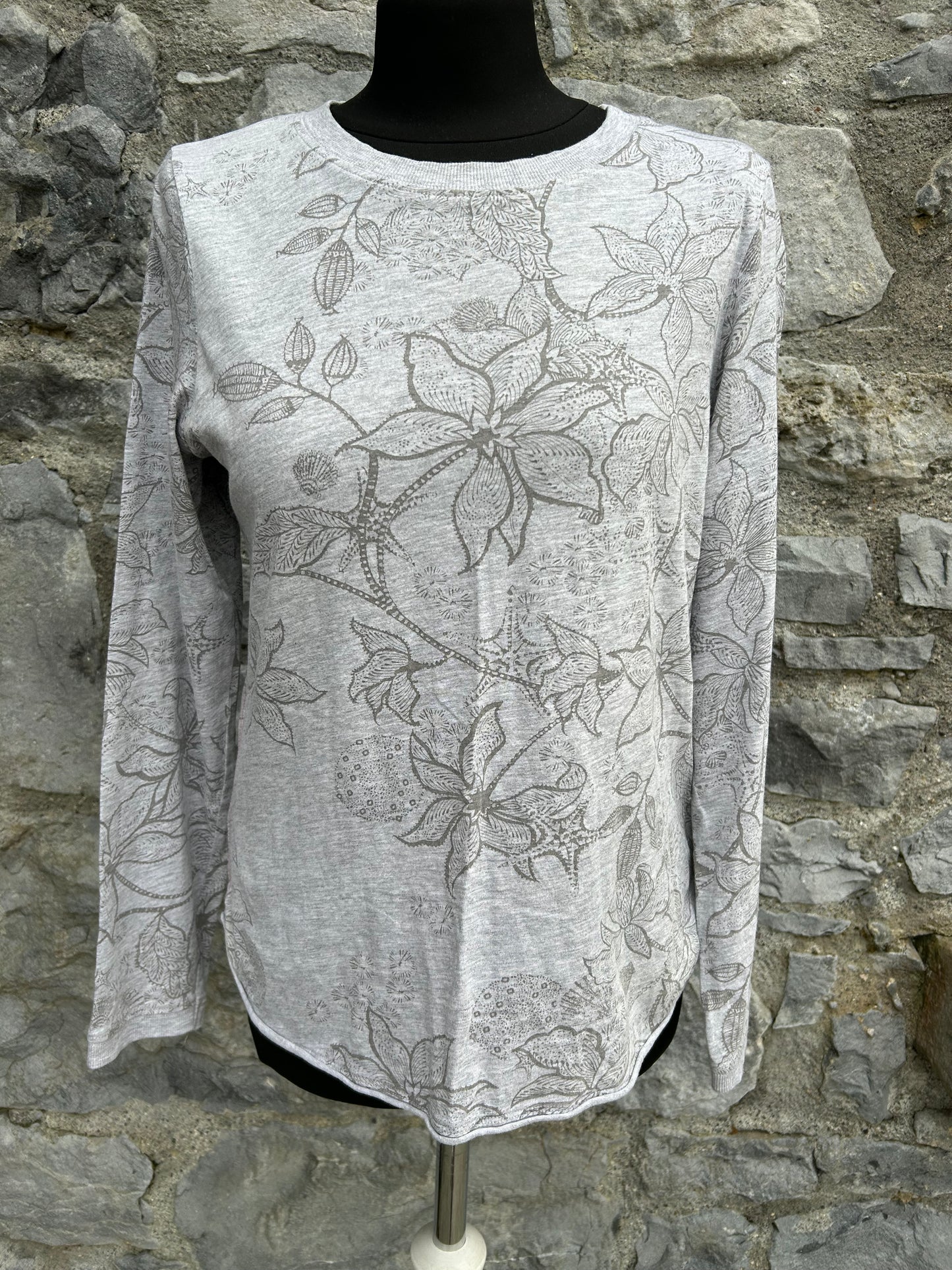 Grey floral top uk 10