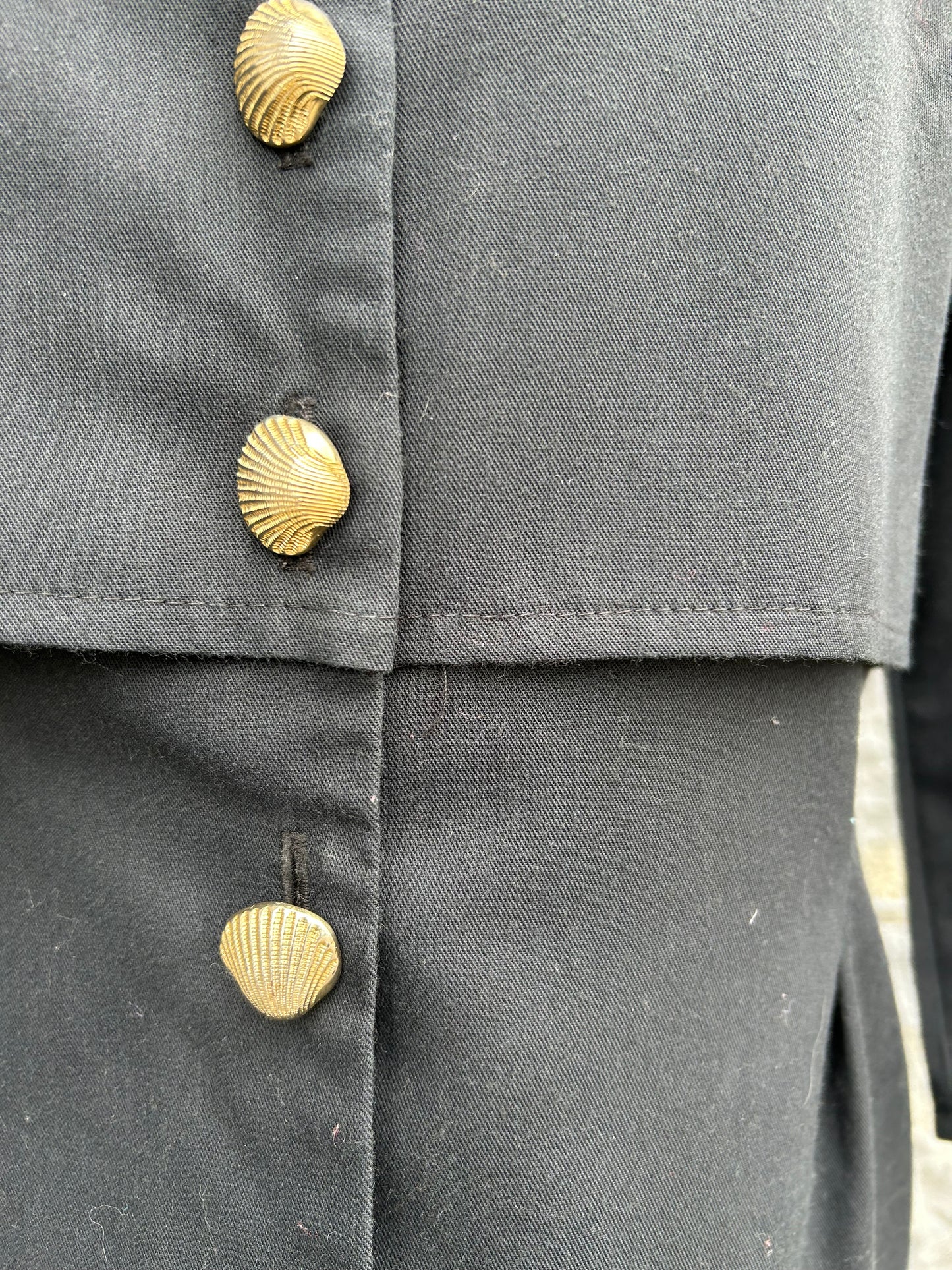 80s black dress with shell buttons uk 10-12